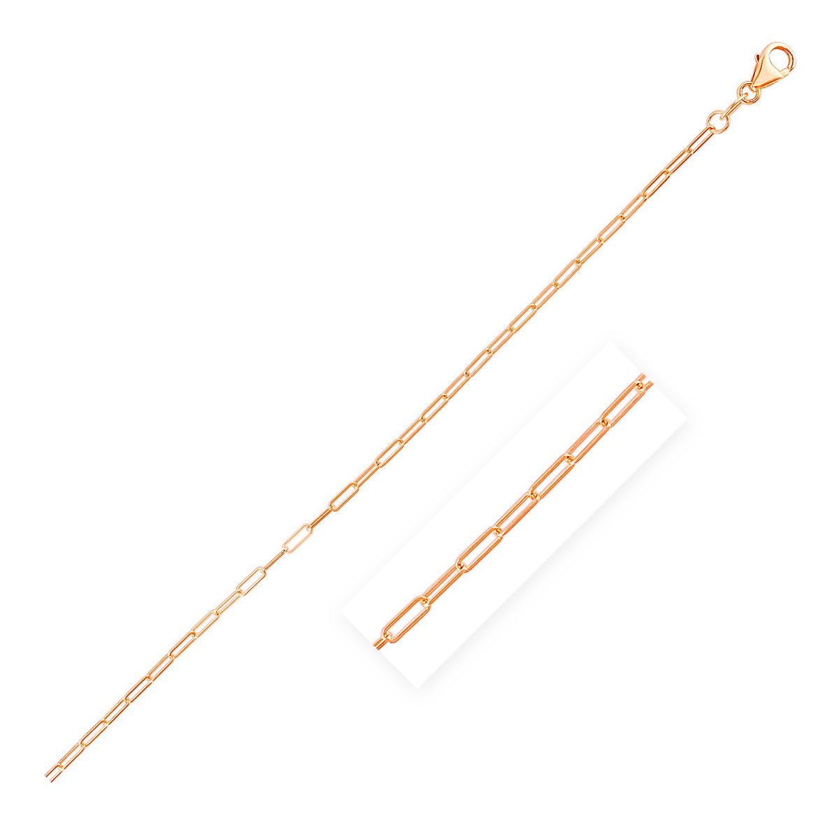 14K Rose Gold Fine Paperclip Chain (1.50 mm)