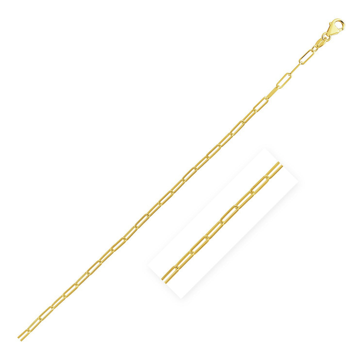 14K Yellow Gold Delicate Paperclip Chain (2.10 mm)