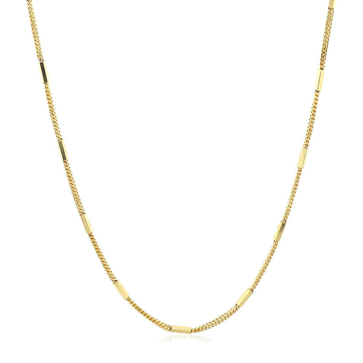 Diamond Cut Bar Links Pendant Chain in Yellow Gold (1.30 mm)