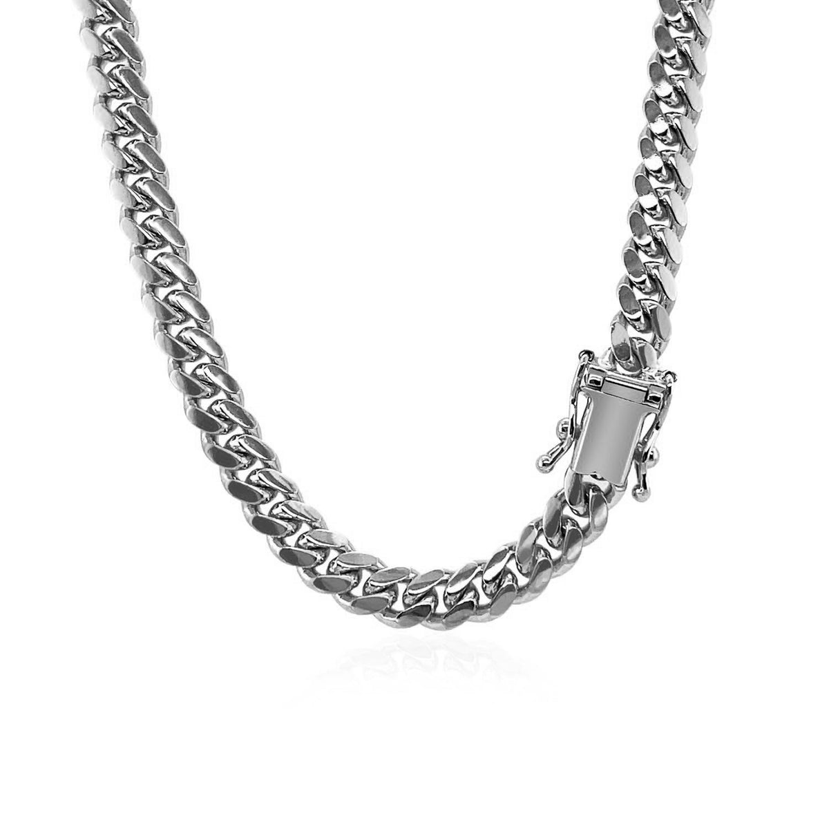 14k White Gold Classic Miami Cuban Solid Chain (5.00 mm)