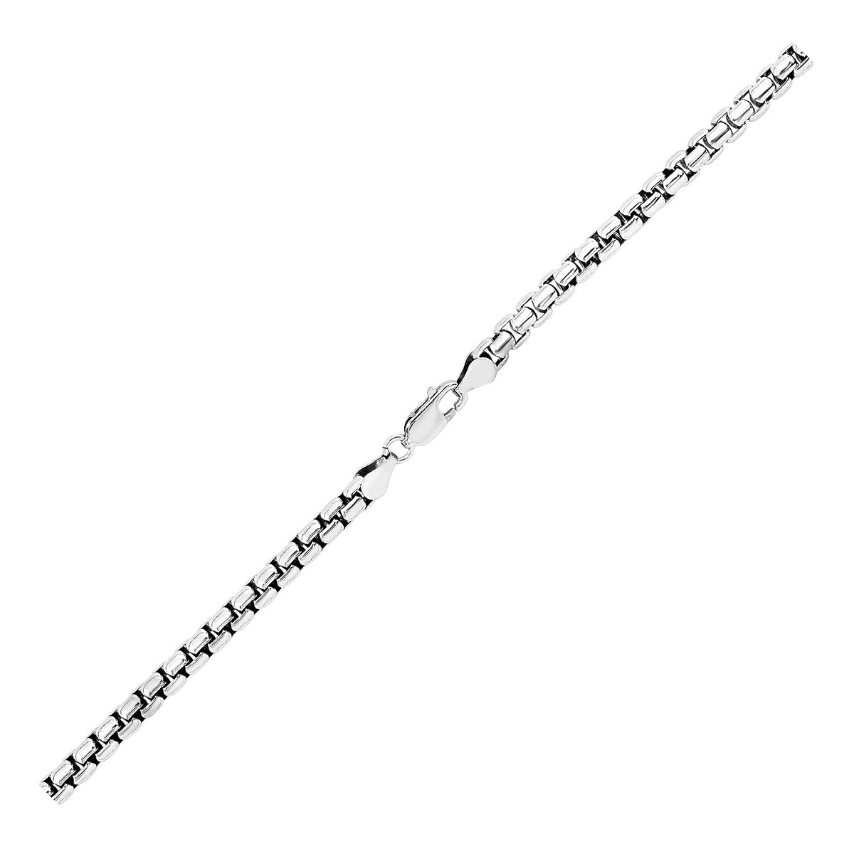 Sterling Silver Rhodium Plated Round Box Chain (4.40 mm)