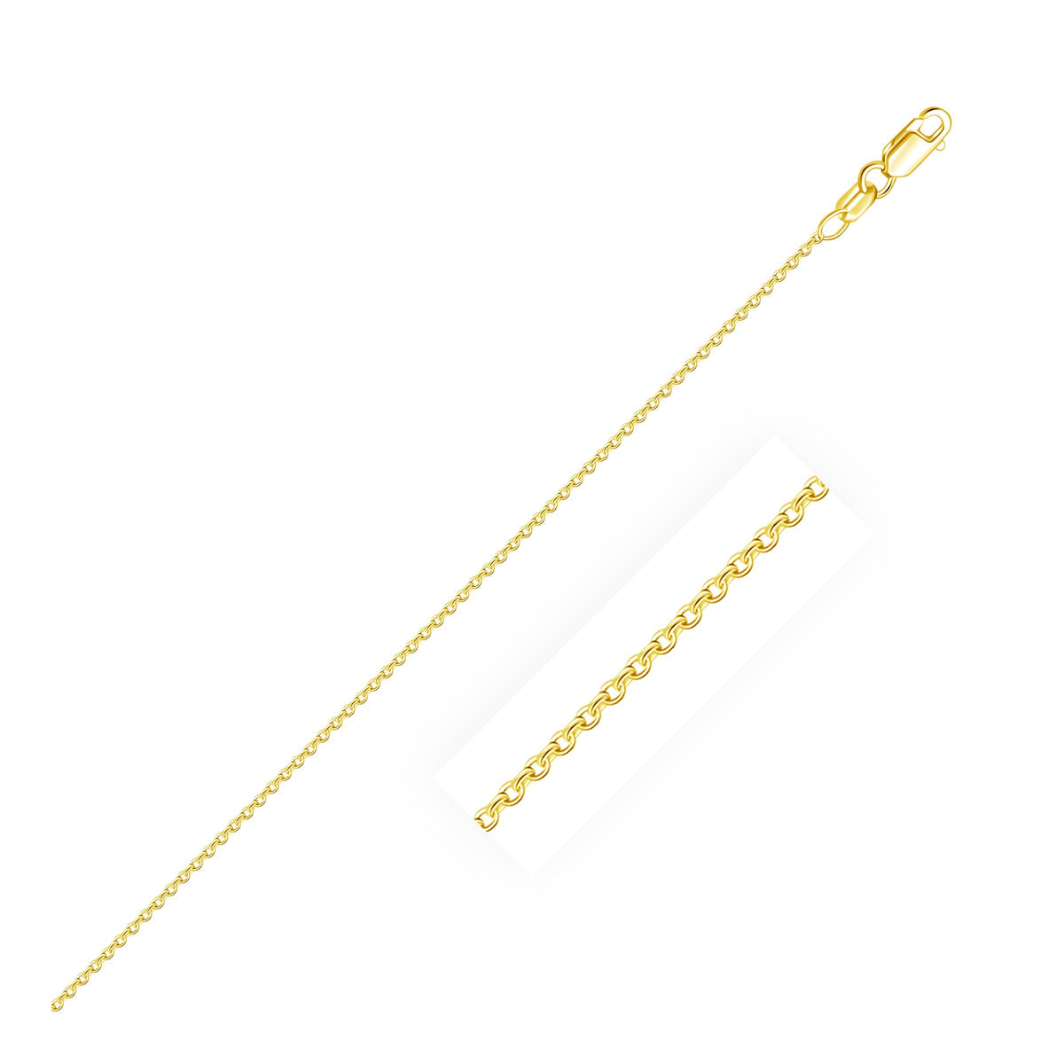 18k Yellow Gold Round Cable Link Chain (0.97 mm)