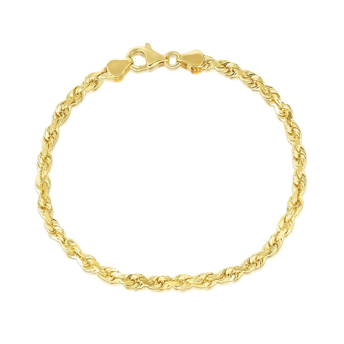 10k Yellow Gold Solid Diamond Cut Rope Bracelet (5.00 mm)