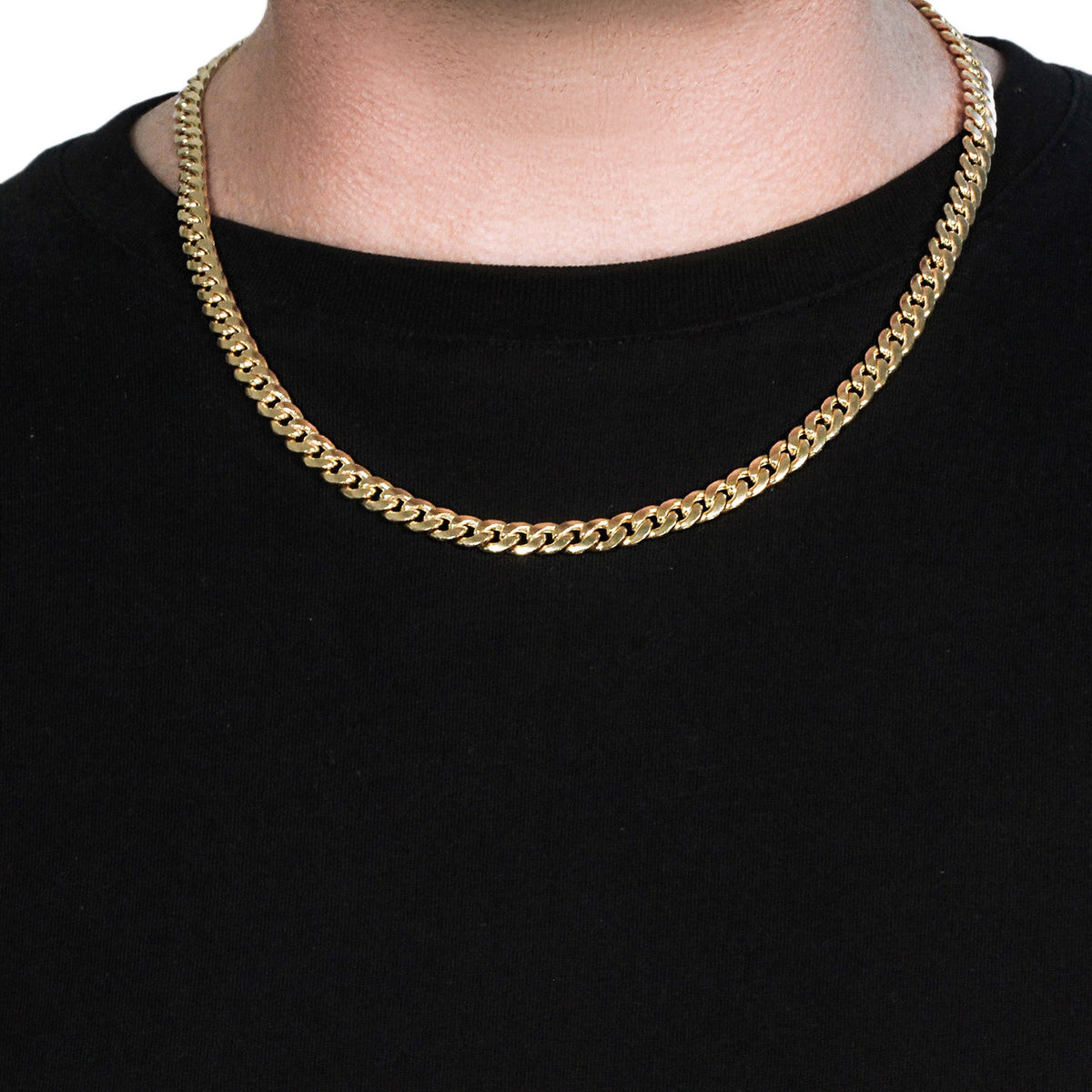 14k Yellow Gold Miami Cuban Semi Solid Chain (7.00 mm)