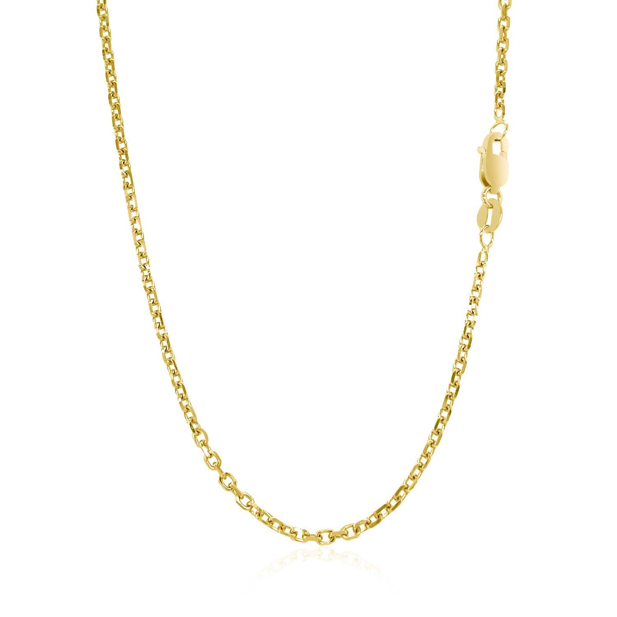 18k Yellow Gold Diamond Cut Cable Link Chain (1.90 mm)