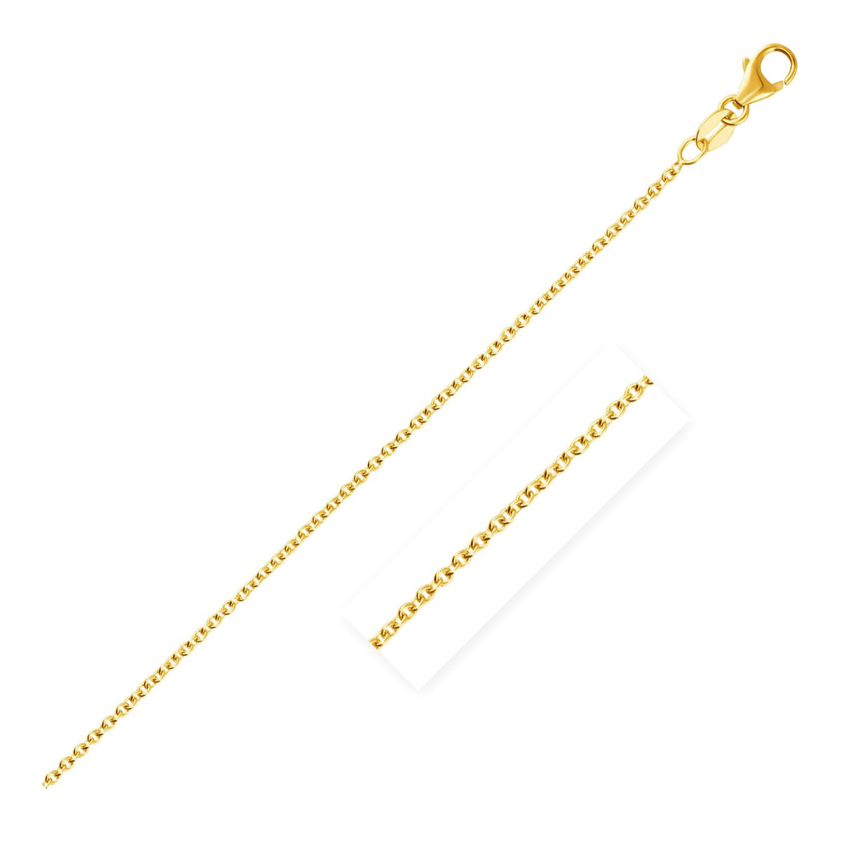 14k Yellow Gold Round Cable Link Chain (1.9 mm)