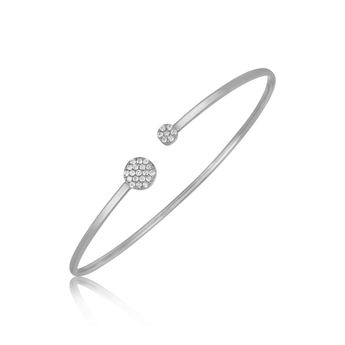 14k White Gold High Polish Diamond Cluster Bangle (2.00 mm)