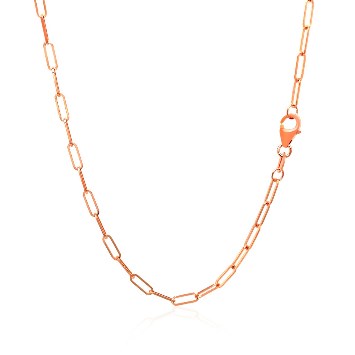 14K Rose Gold Delicate Paperclip Chain (2.10 mm)