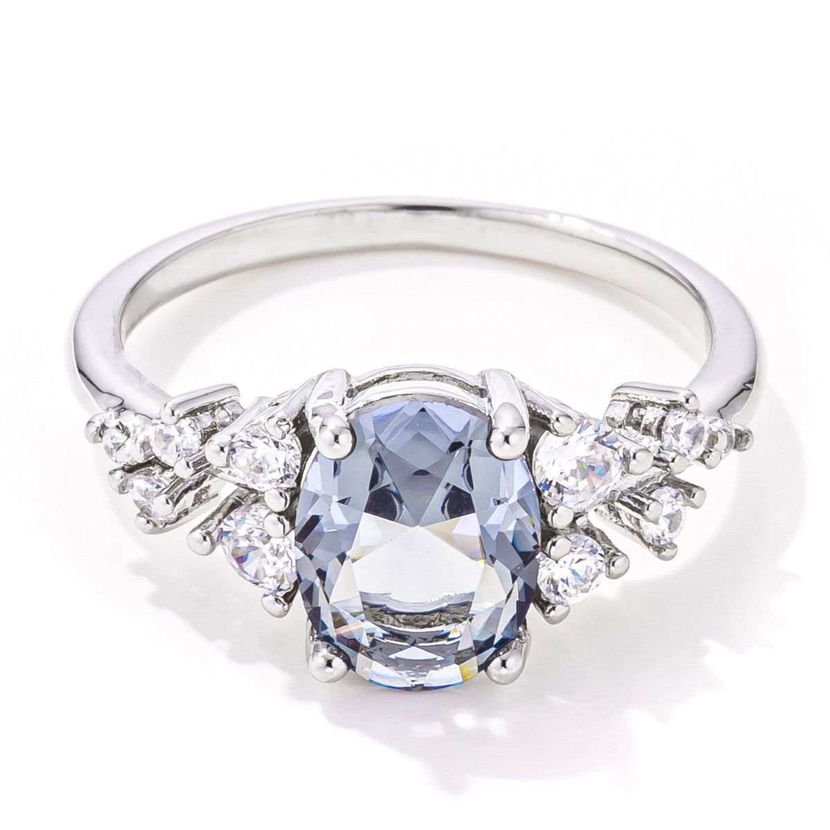 2.95ct. Captivating Grey CZ Engagement Ring, &lt;b&gt;Size 5&lt;/b&gt;