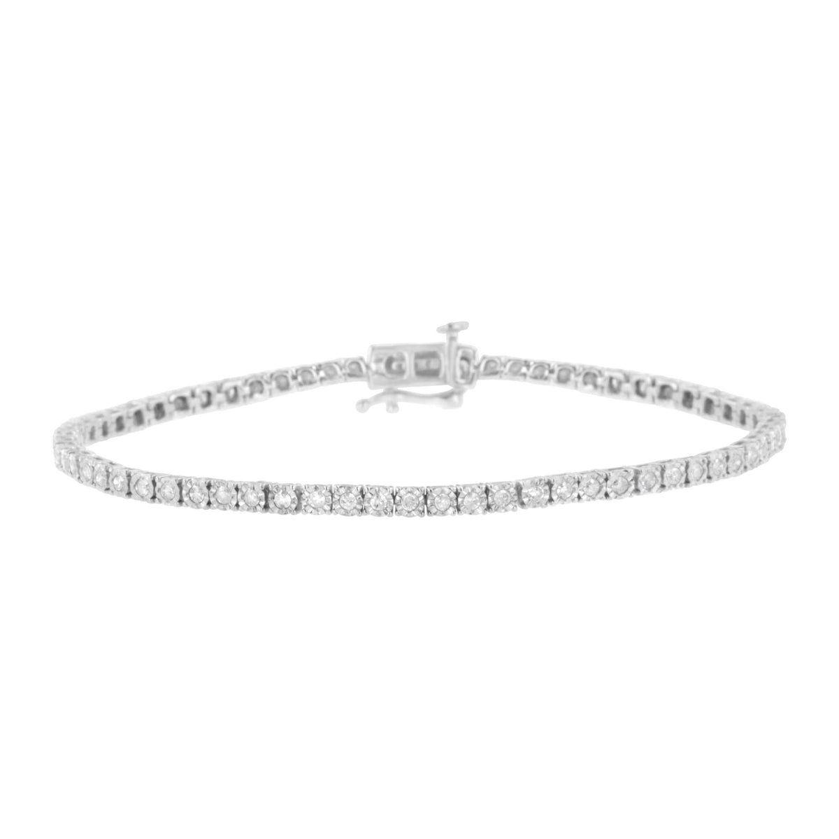 .925 Sterling Silver 1.0 cttw Miracle Set Round-Cut Diamond Tennis Bracelet (I-J Color, I3 Clarity) - 7.25&quot;