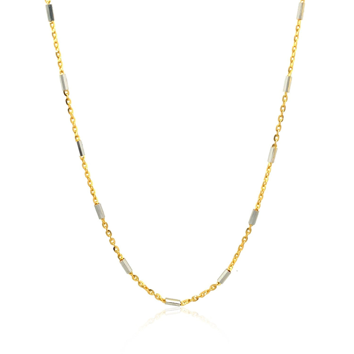 Bar Links Pendant Chain in 14k Two Tone Gold (1.00 mm) - LinkagejewelrydesignLinkagejewelrydesign