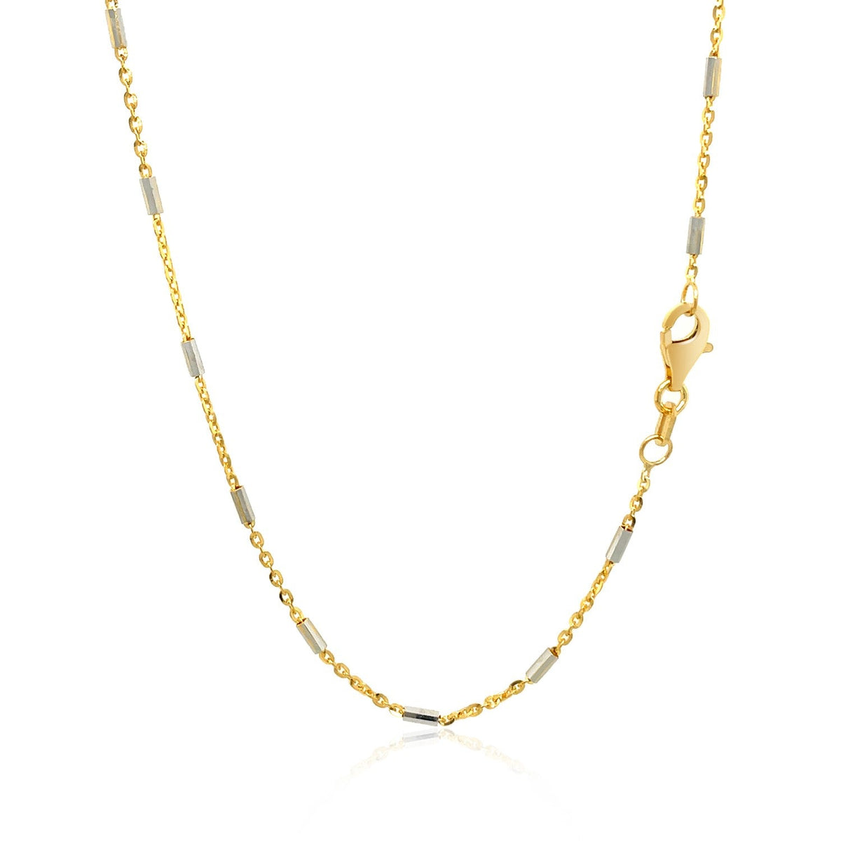 Bar Links Pendant Chain in 14k Two Tone Gold (1.00 mm) - LinkagejewelrydesignLinkagejewelrydesign