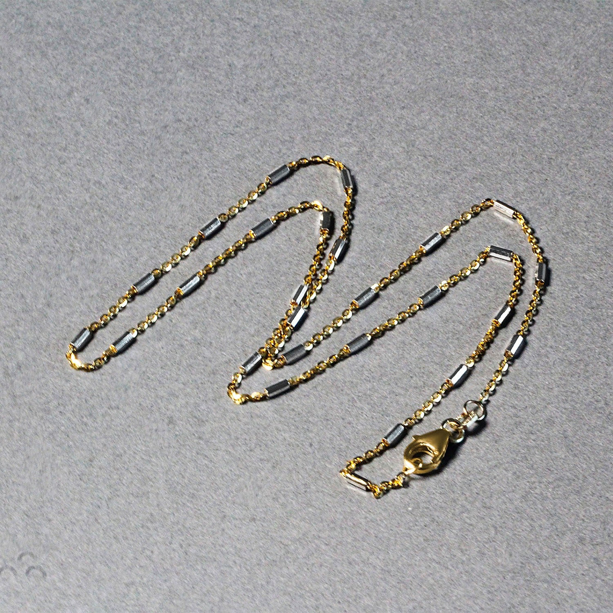 Bar Links Pendant Chain in 14k Two Tone Gold (1.00 mm) - LinkagejewelrydesignLinkagejewelrydesign
