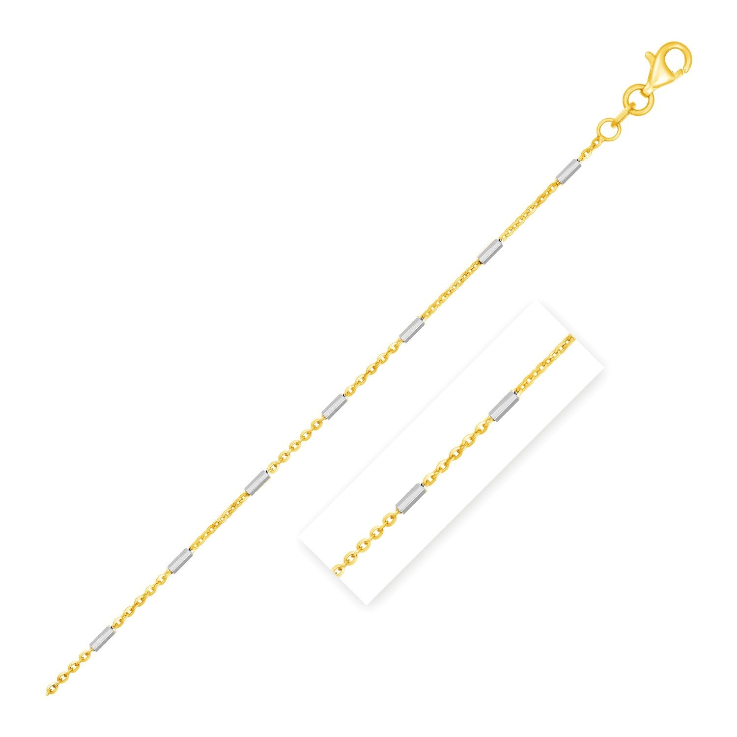 Bar Links Pendant Chain in 14k Two Tone Gold (1.00 mm) - LinkagejewelrydesignLinkagejewelrydesign