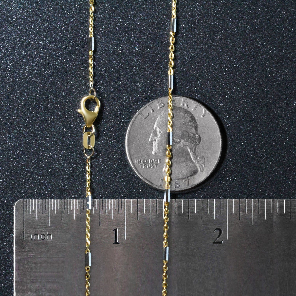 Bar Links Pendant Chain in 14k Two Tone Gold (1.00 mm) - LinkagejewelrydesignLinkagejewelrydesign