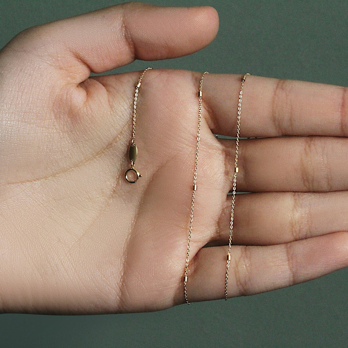 Bead Links Pendant Chain in 14k Yellow Gold (1.50 mm) - LinkagejewelrydesignLinkagejewelrydesign