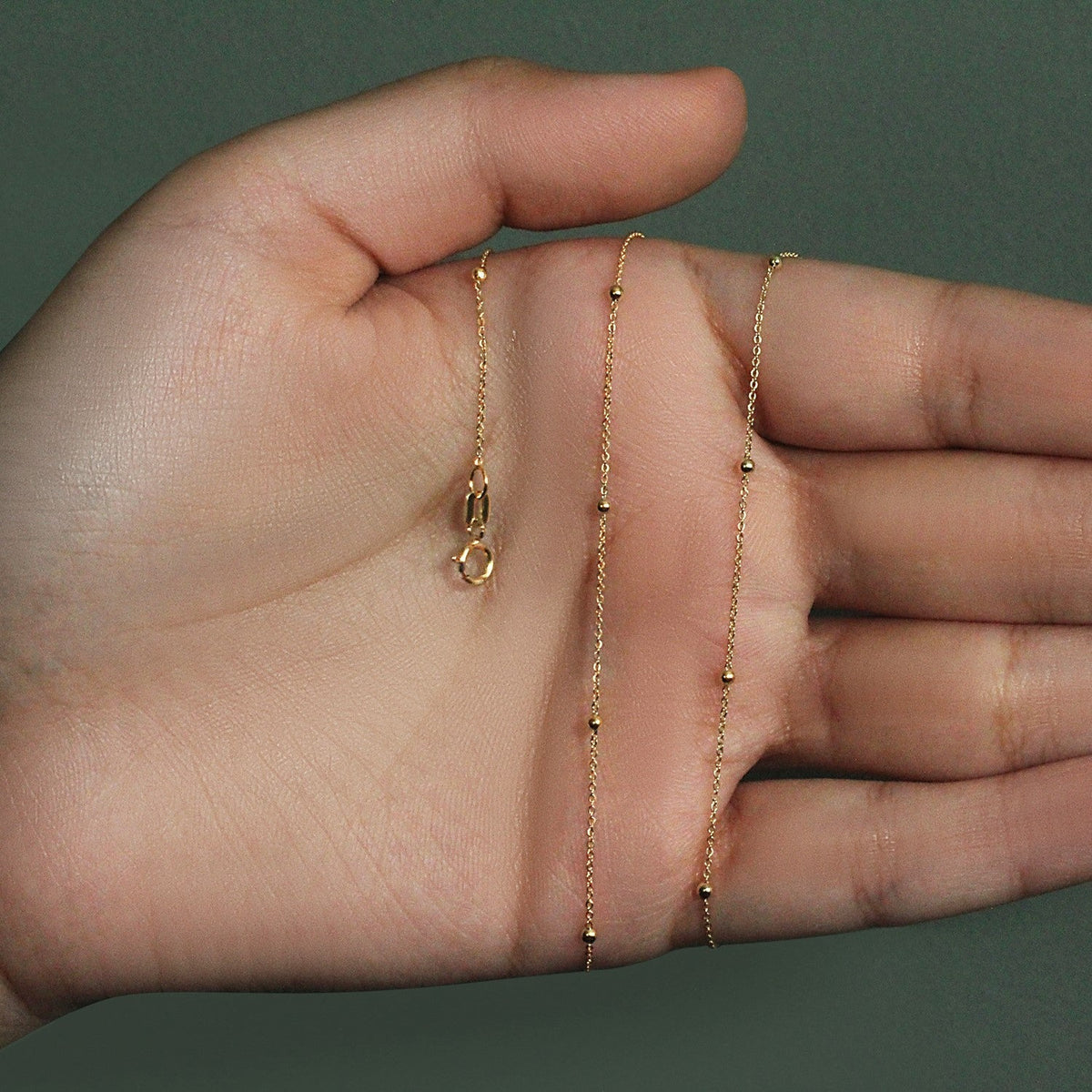 Bead Links Saturn Chain in 14k Yellow Gold (1.80 mm) - LinkagejewelrydesignLinkagejewelrydesign