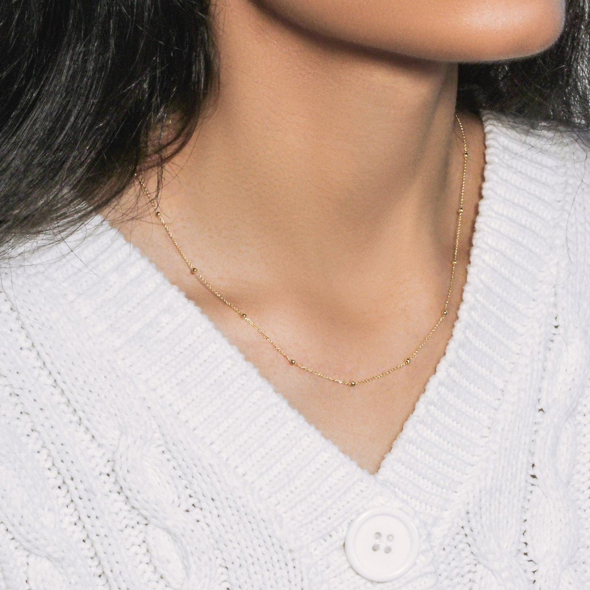 Bead Links Saturn Chain in 14k Yellow Gold (1.80 mm) - LinkagejewelrydesignLinkagejewelrydesign