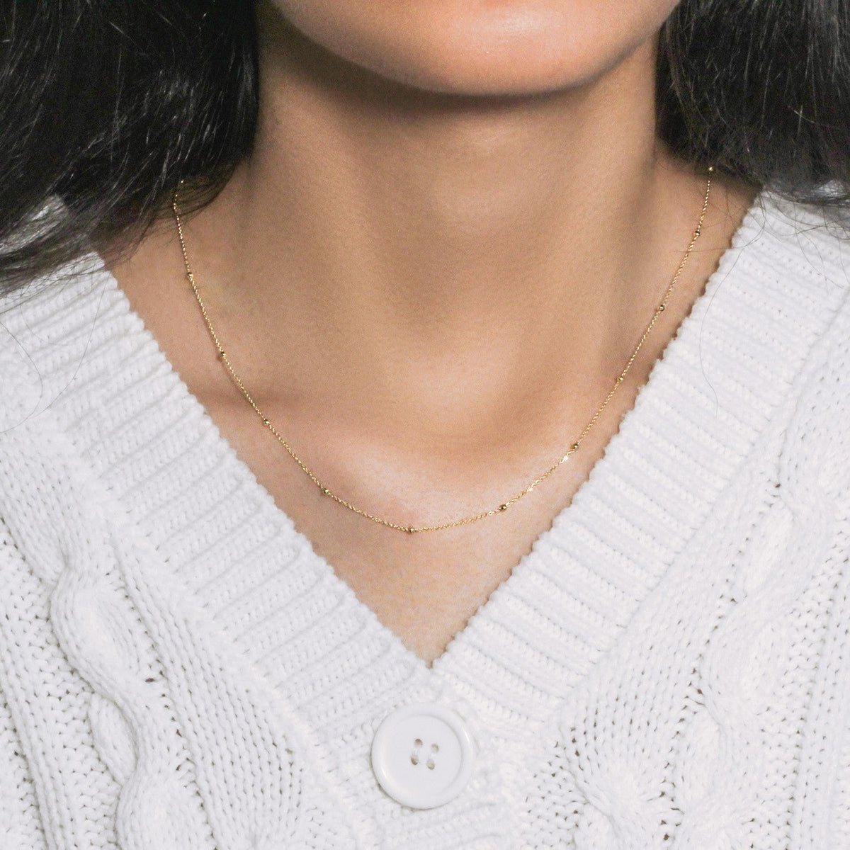 Bead Links Saturn Chain in 14k Yellow Gold (1.80 mm) - LinkagejewelrydesignLinkagejewelrydesign