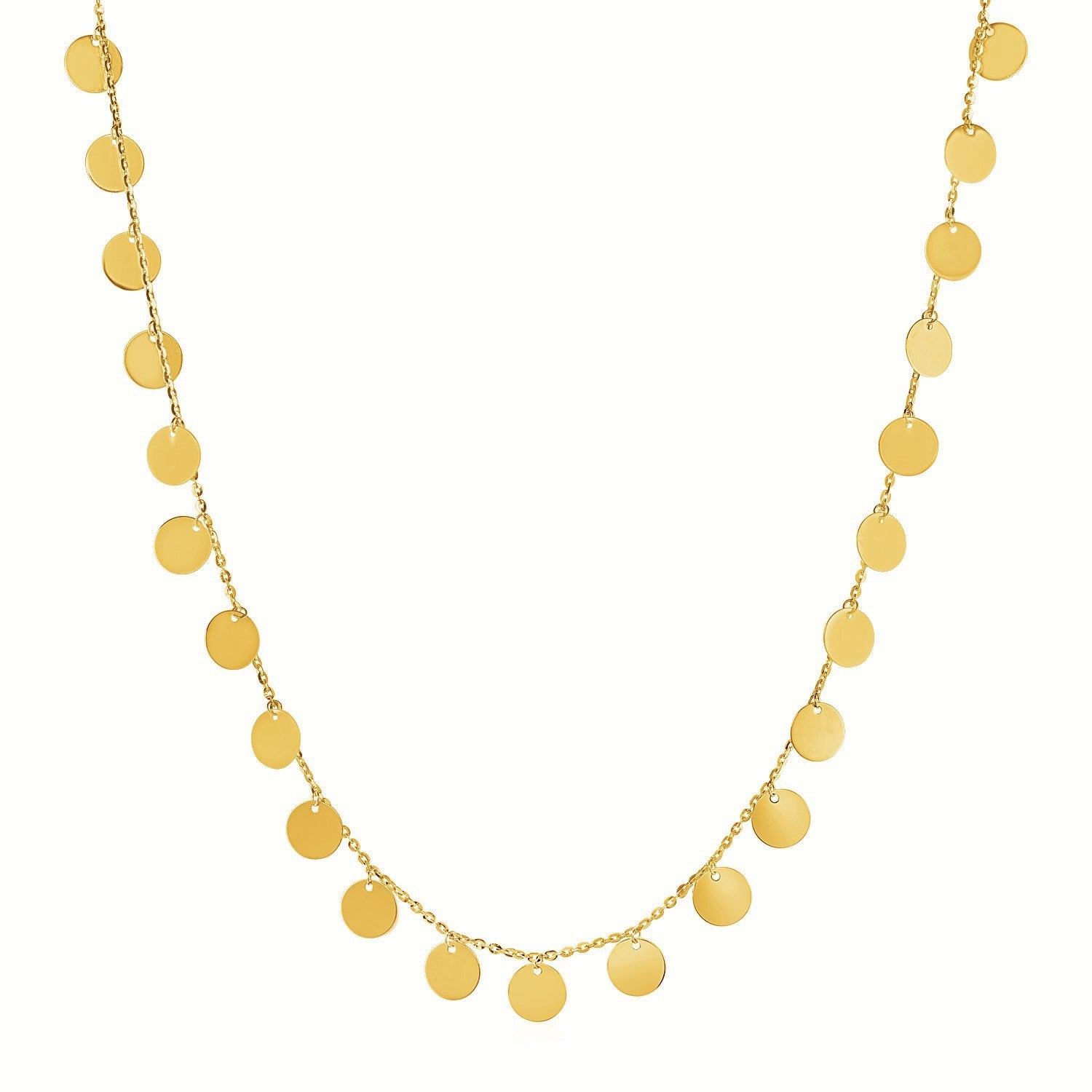 Choker Necklace with Polished Discs in 14k Yellow Gold - LinkagejewelrydesignLinkagejewelrydesign