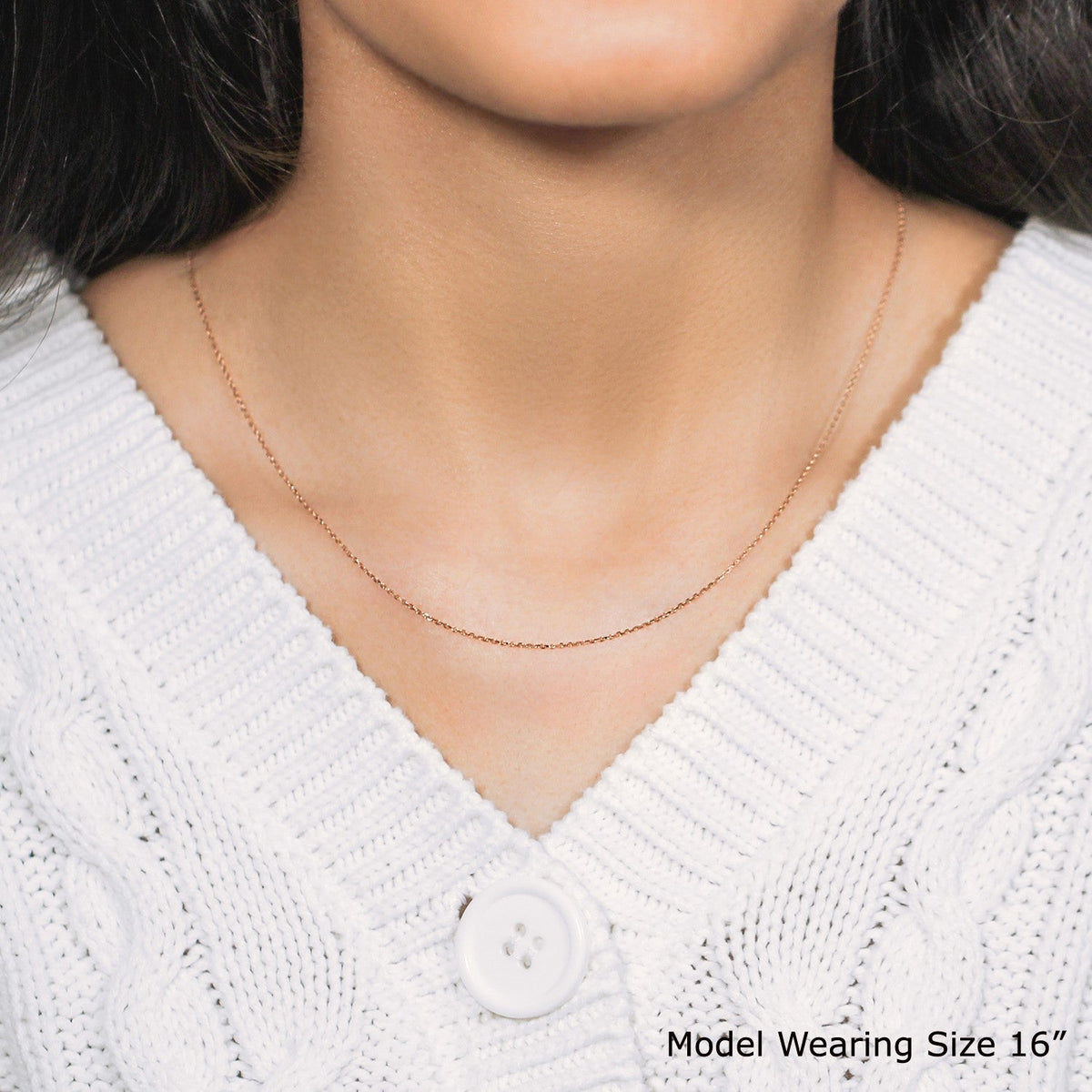 Diamond Cut Cable Link Chain in Rose Gold (0.87 mm) - LinkagejewelrydesignLinkagejewelrydesign