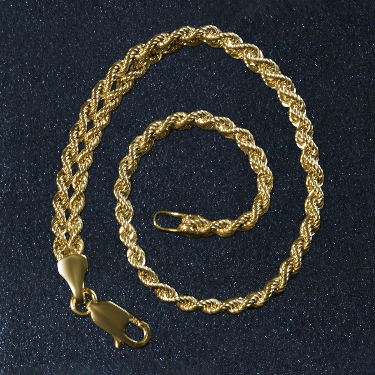 Double Rope Chain Bracelet in 10k Yellow Gold (2.10 mm) - LinkagejewelrydesignLinkagejewelrydesign