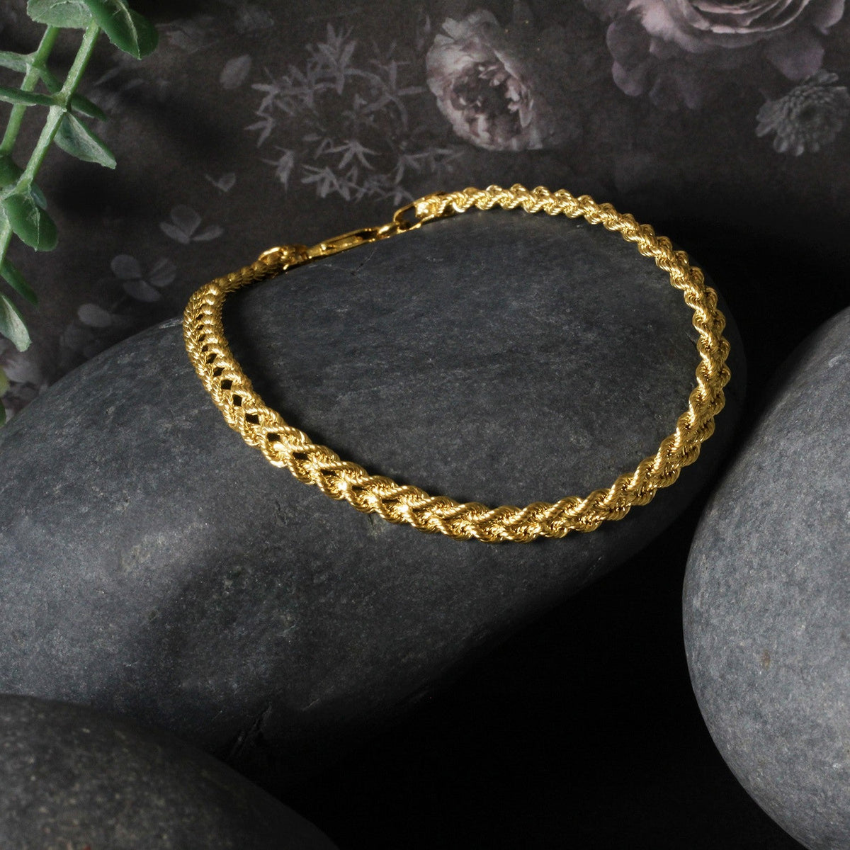Double Rope Chain Bracelet in 10k Yellow Gold (2.10 mm) - LinkagejewelrydesignLinkagejewelrydesign