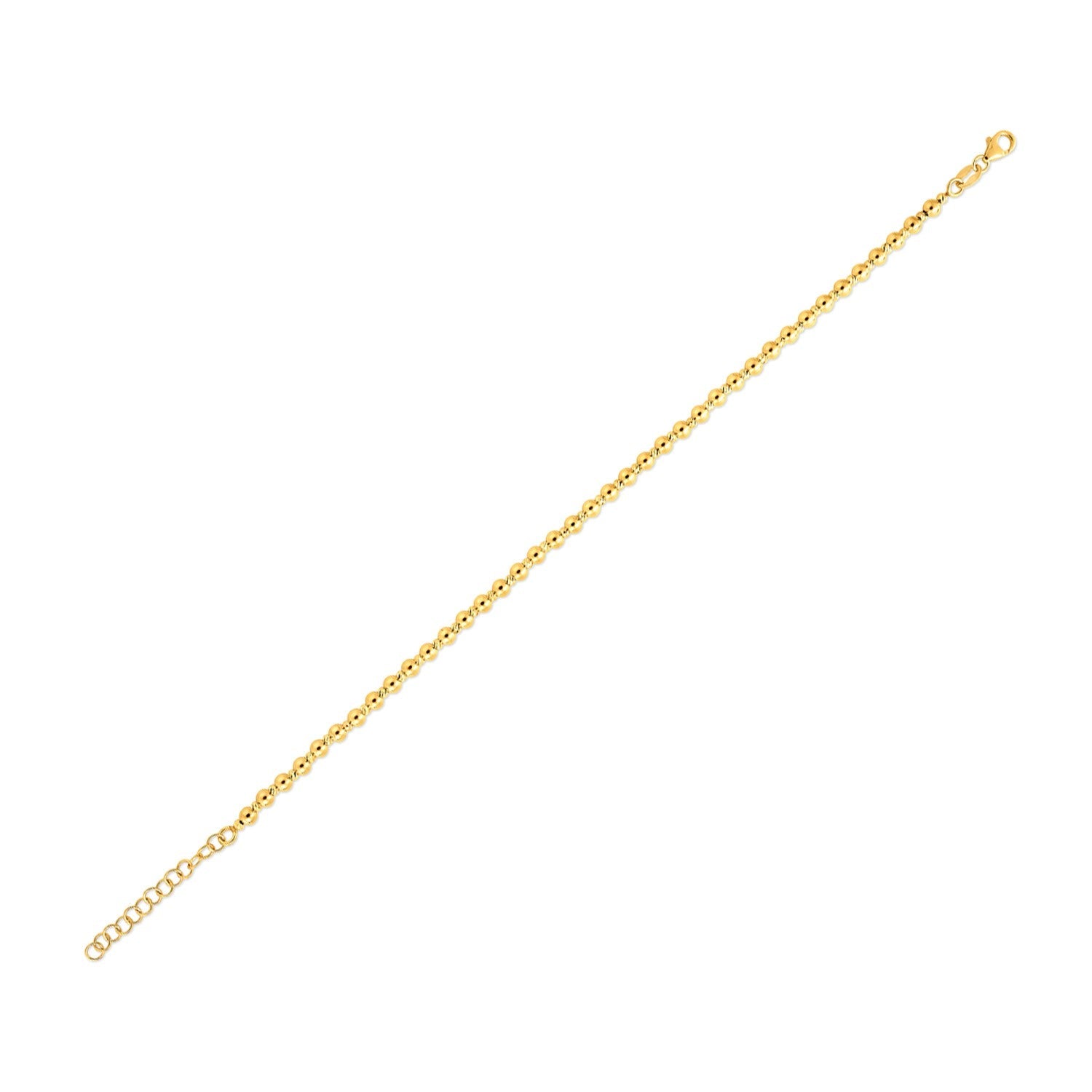 Duo Bead Bracelet in 14K Yellow Gold (3.00mm) - LinkagejewelrydesignLinkagejewelrydesign