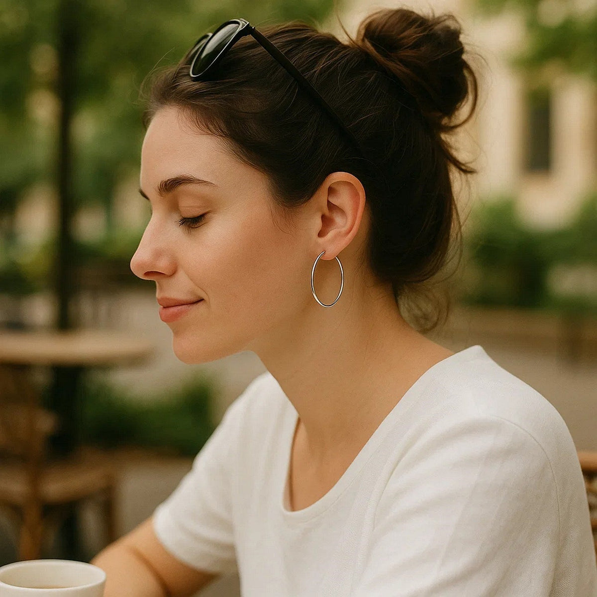 Endless Hoop Style Earrings in 14k White Gold(1.2x30mm) - LinkagejewelrydesignLinkagejewelrydesign