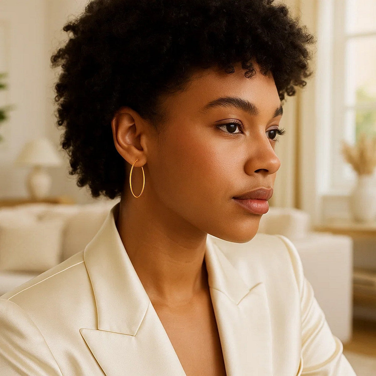 Endless Hoop Style Earrings in 14K Yellow Gold(1.2x30mm) - LinkagejewelrydesignLinkagejewelrydesign