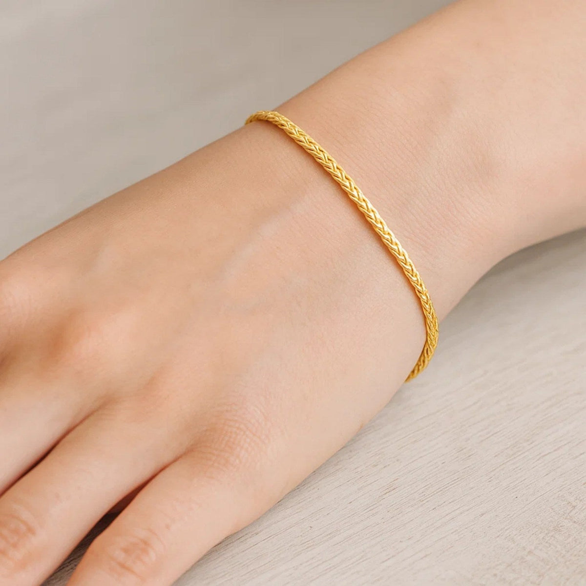 Fine Wheat Chain Bracelet in 10k Yellow Gold - LinkagejewelrydesignLinkagejewelrydesign
