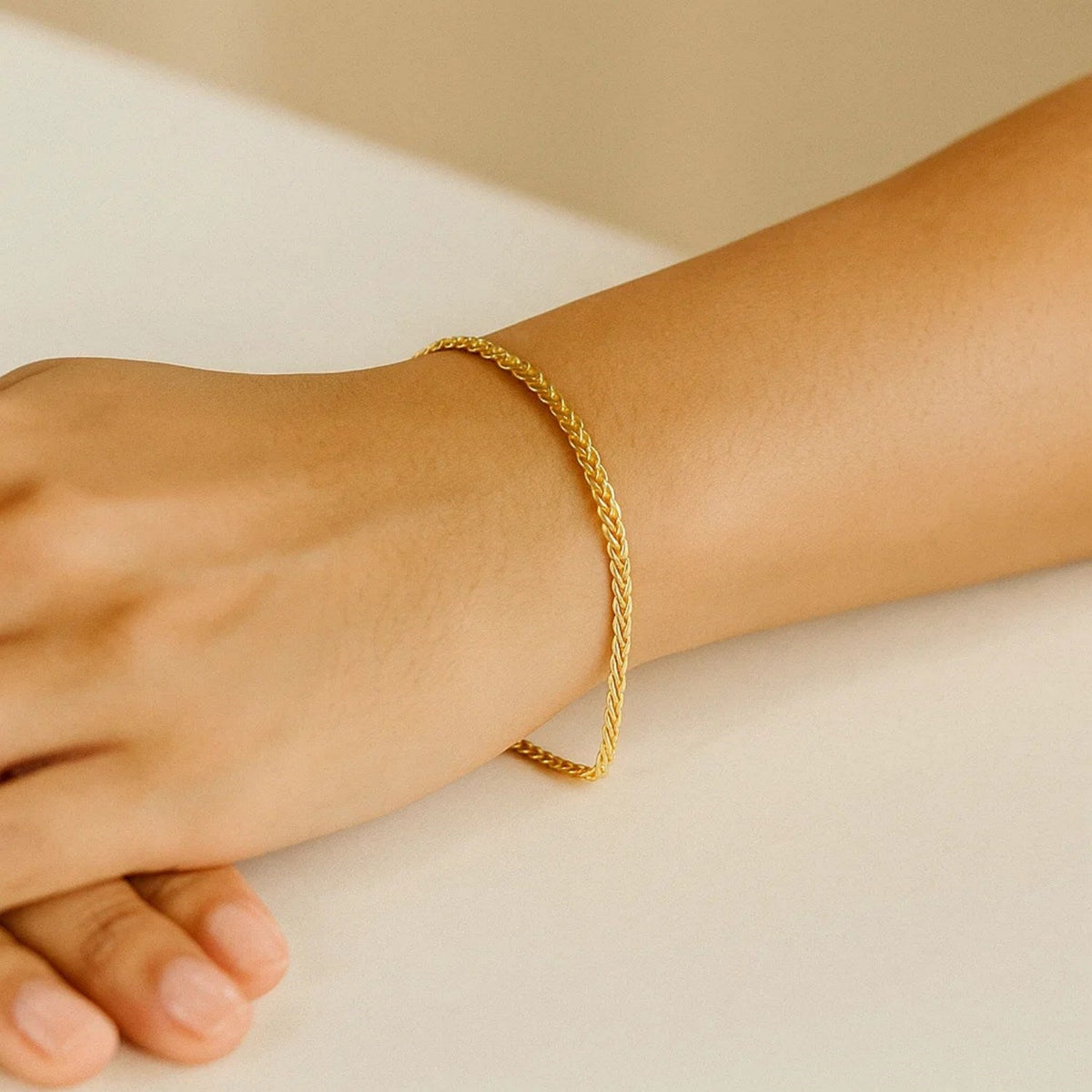 Fine Wheat Chain Bracelet in 10k Yellow Gold - LinkagejewelrydesignLinkagejewelrydesign