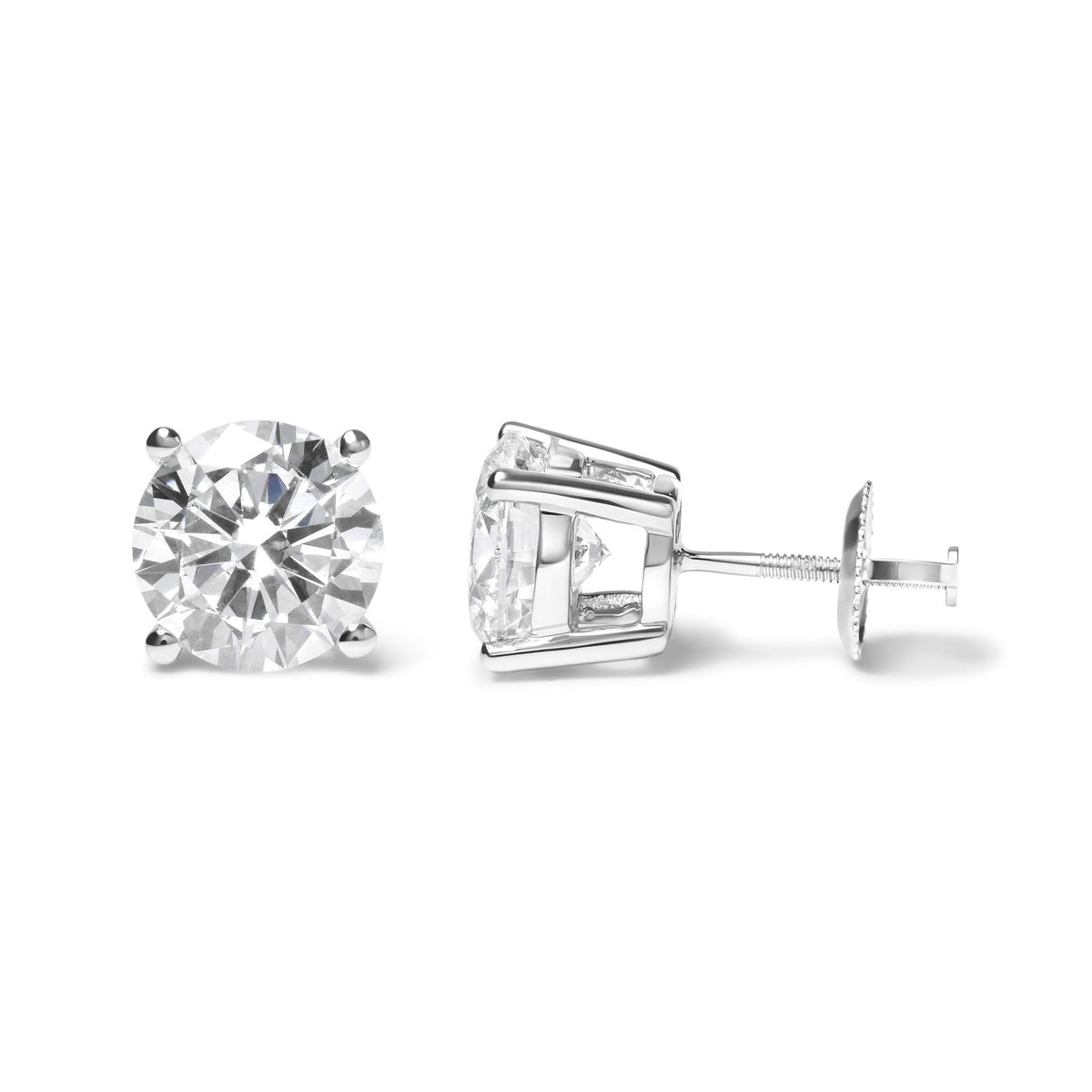 GIA Certified 14K White Gold 6.0 Cttw 4 - Prong Round Brilliant Cut Diamond Solitaire Stud Earrings with Screw Backs (F Color, VS2 Clarity) - LinkagejewelrydesignLinkagejewelrydesign