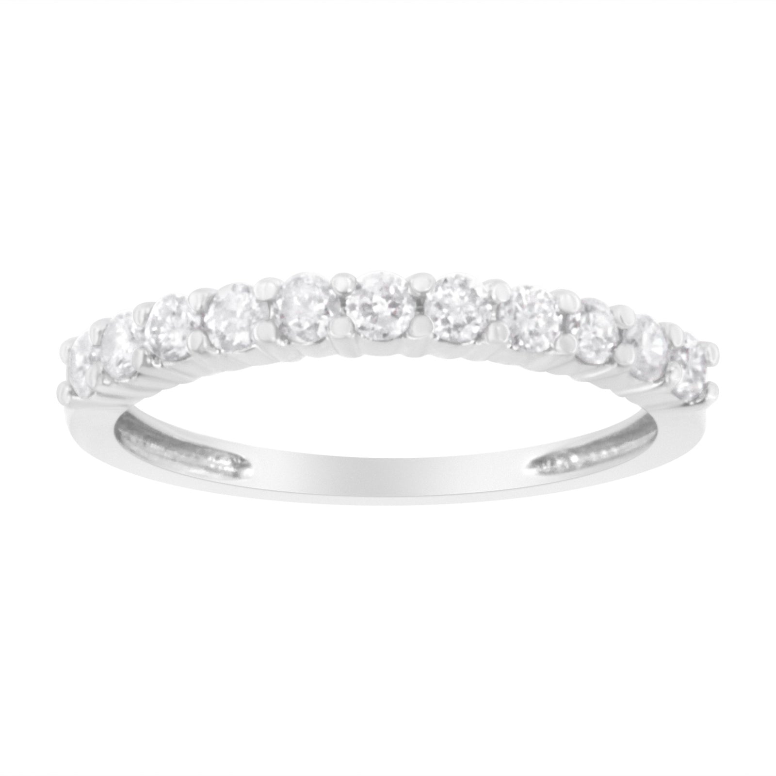 IGI Certified 1/2 Cttw Diamond 10K White Gold Prong Set Fluted Band Style Ring (I - J Color, I2 - I3 Clarity) - LinkagejewelrydesignLinkagejewelrydesign