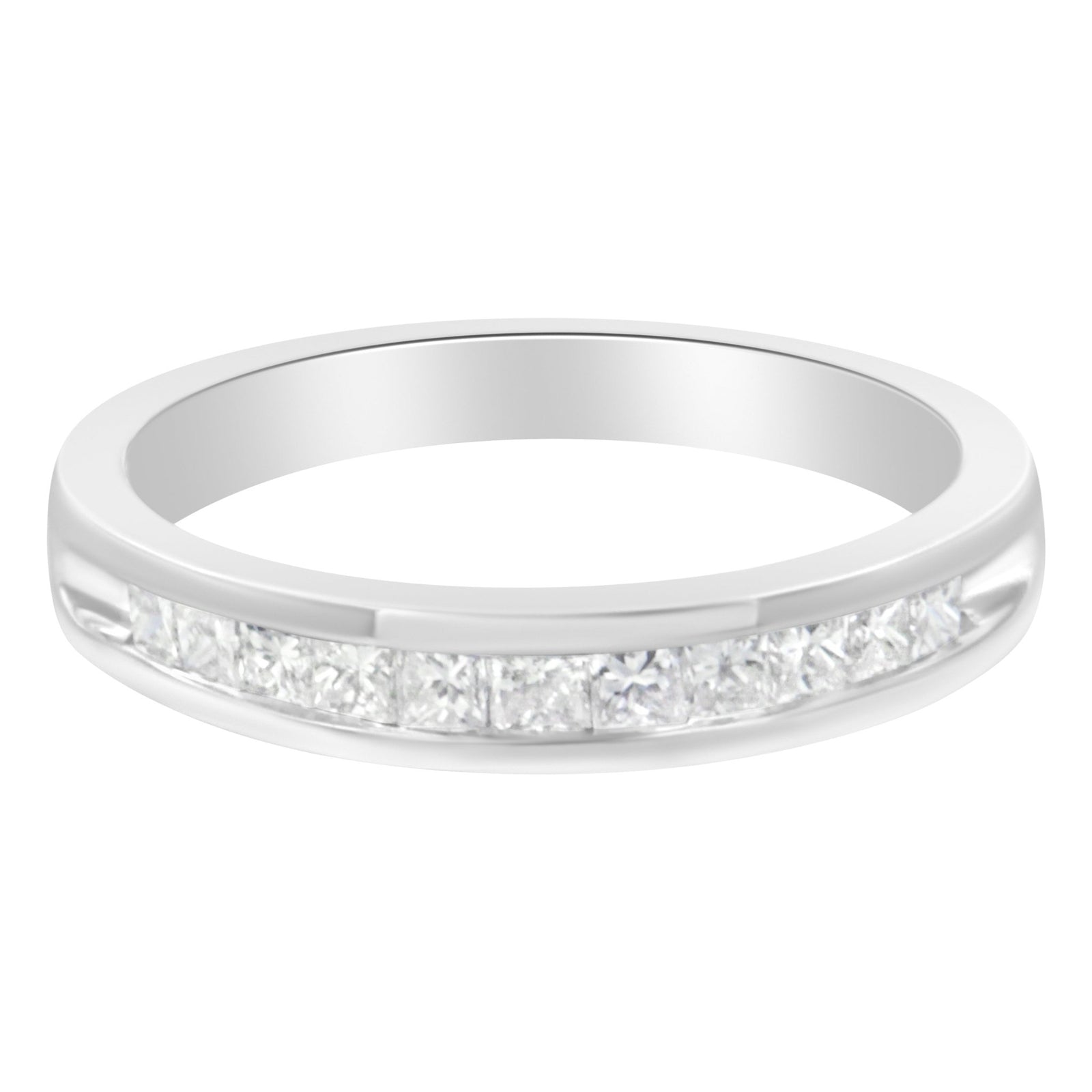 IGI Certified 1/2 Cttw Princess Cut Diamond 18K White Gold Channel Set Half Eternity Style Wedding Band Ring (H - I Color, SI2 - I1 Clarity) - LinkagejewelrydesignLinkagejewelrydesign