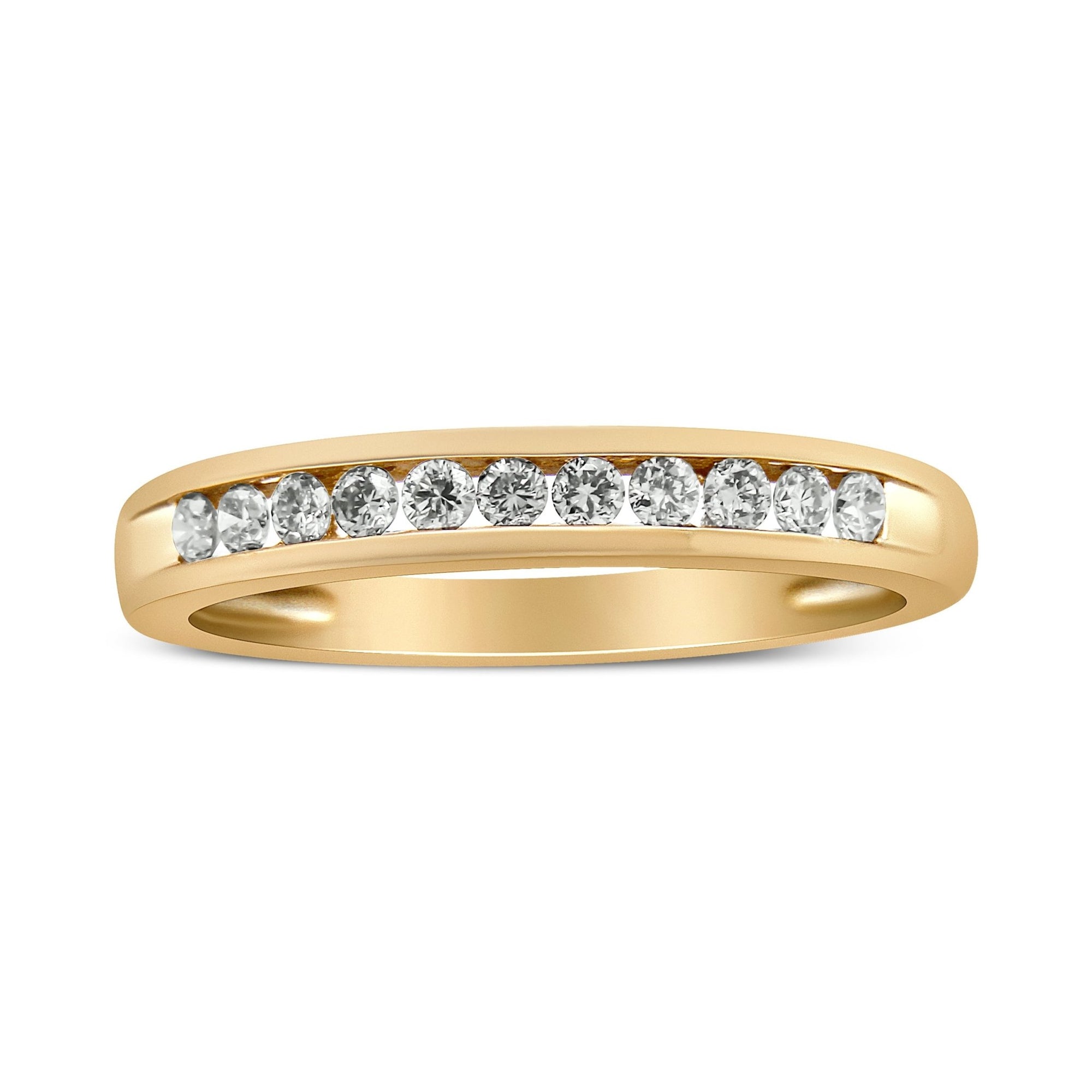 IGI Certified 1/4 Cttw Diamond 10K Yellow Gold Channel Set Band Style Ring (J - K Color, I2 - I3 Clarity) - LinkagejewelrydesignLinkagejewelrydesign