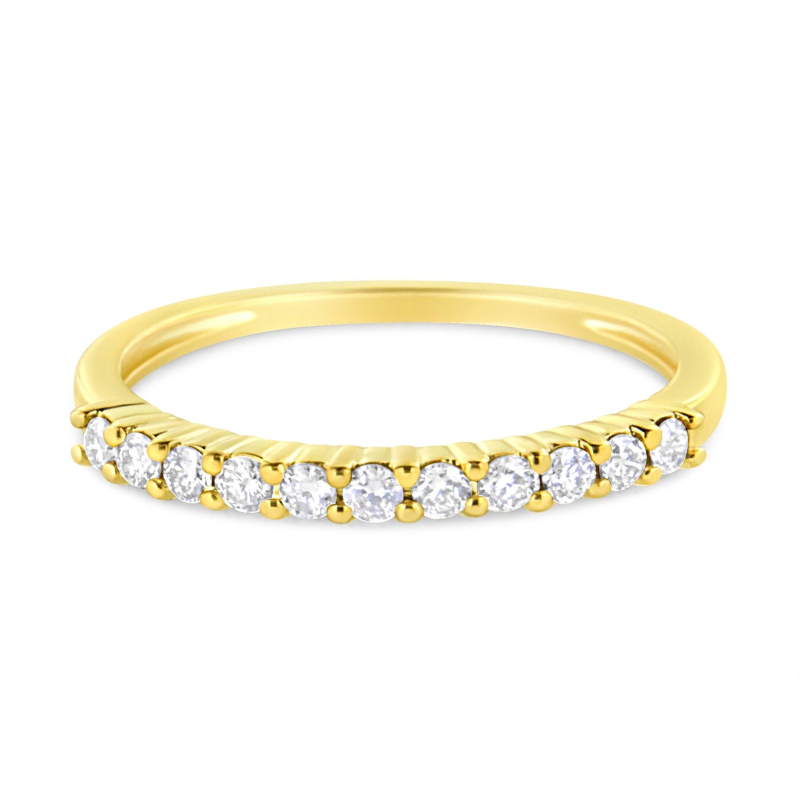 IGI Certified 1/4 Cttw Diamond 10K Yellow Gold Prong Set Fluted Band Style Ring (I - J Color, I2 - I3 Clarity) - LinkagejewelrydesignLinkagejewelrydesign