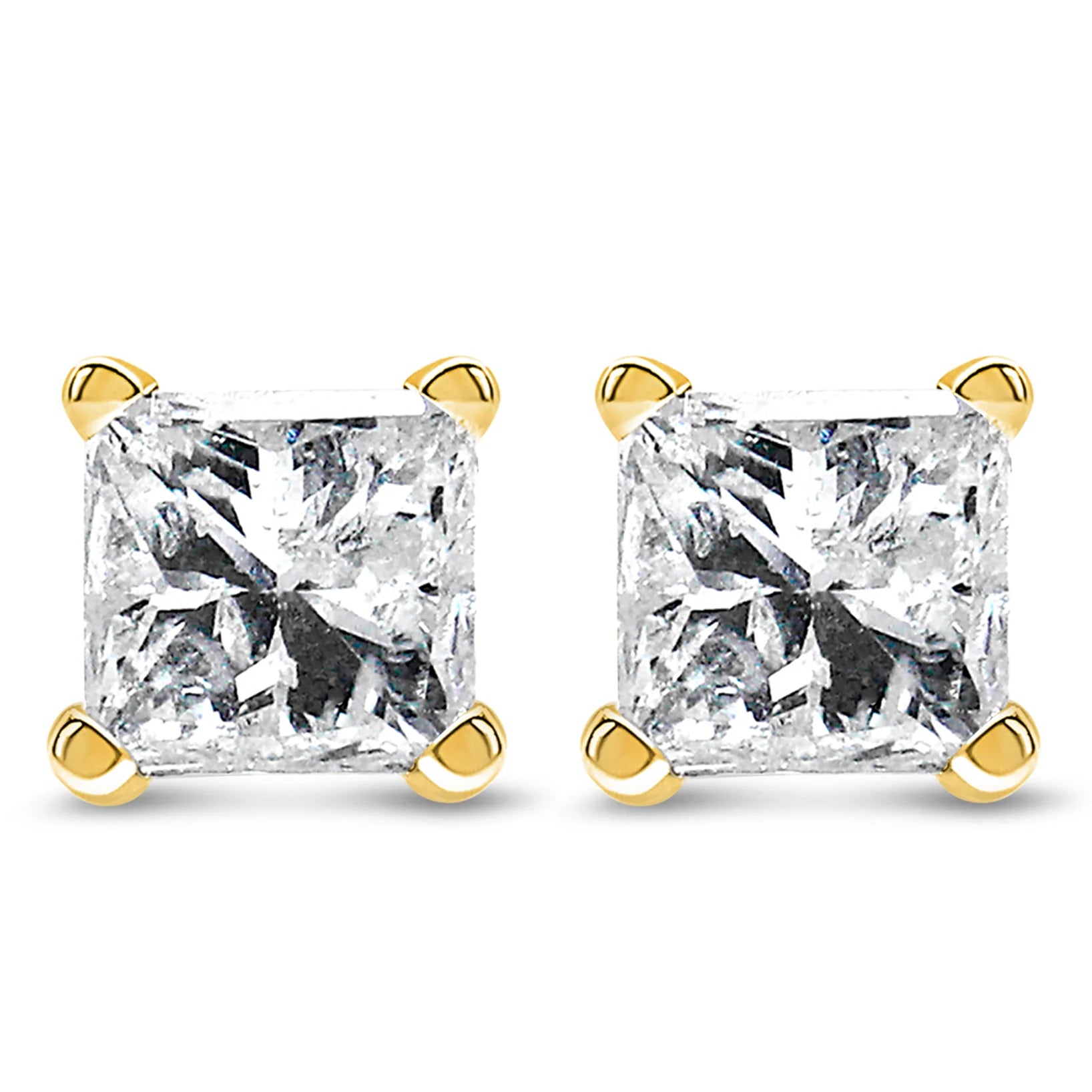 IGI Certified 14K Gold 1/3 Cttw 4 - Prong Set Princess - Cut Solitaire Diamond Push Back Stud Earrings (N - O Color, SI1 - SI2 Clarity) - LinkagejewelrydesignLinkagejewelrydesign
