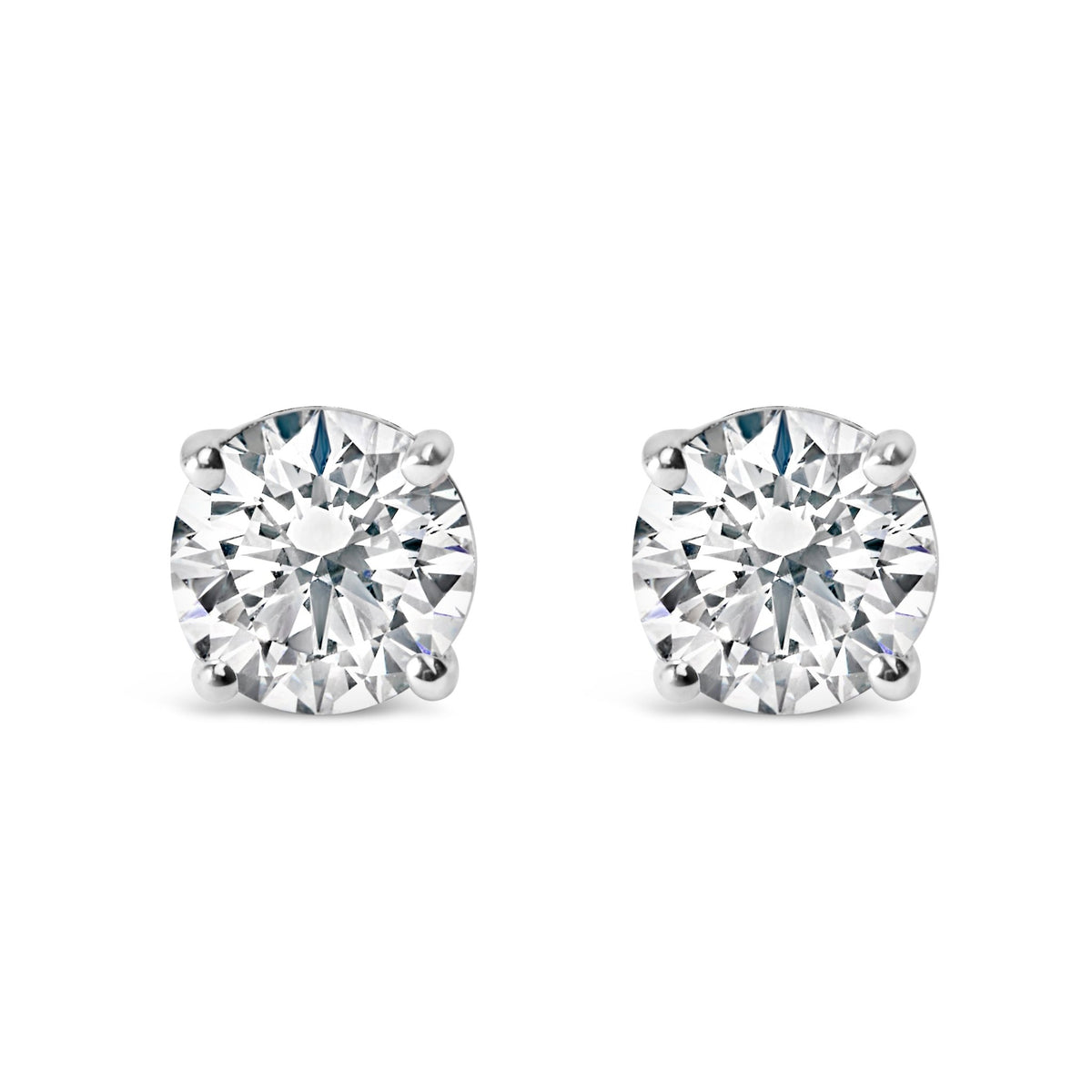 IGI Certified 14K White Gold 1 1/2 Cttw Round Diamond Solitaire Stud Earrings with Screwbacks (G - H Color, I1 - I2 Clarity) - LinkagejewelrydesignLinkagejewelrydesign