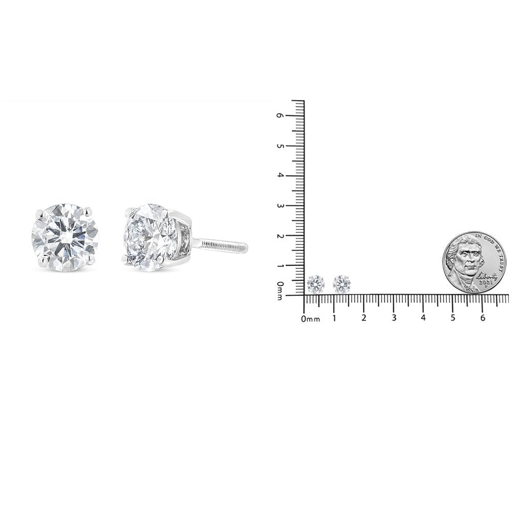 IGI Certified 14K White Gold 1 1/2 Cttw Round Diamond Solitaire Stud Earrings with Screwbacks (G - H Color, I1 - I2 Clarity) - LinkagejewelrydesignLinkagejewelrydesign