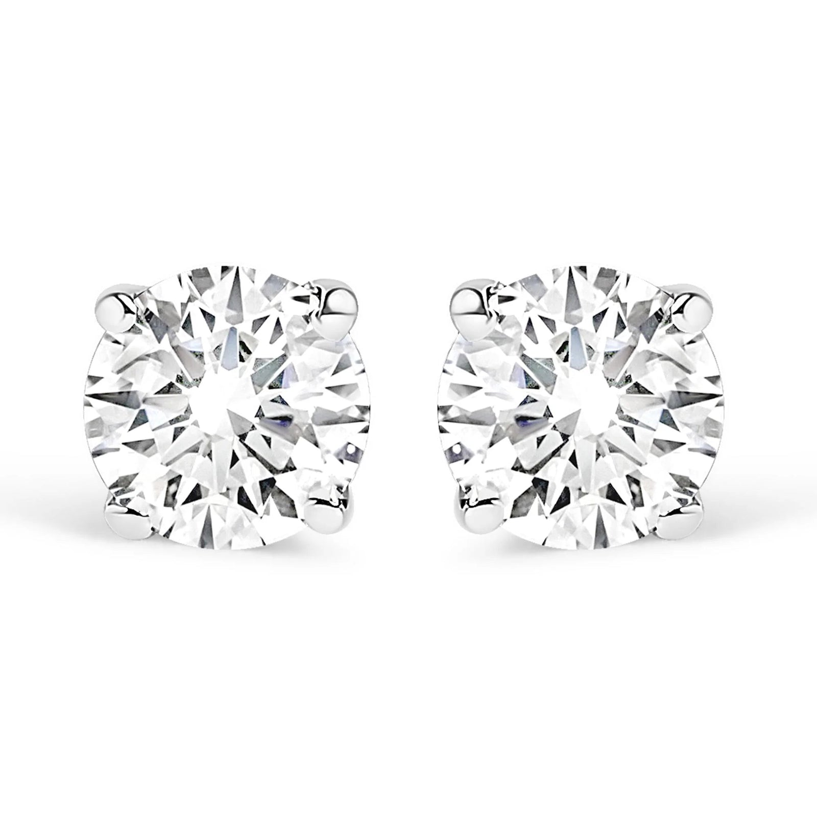 IGI Certified 14K White Gold 1.0 cttw 4 - Prong Set Brilliant Round - Cut Solitaire Diamond Push Back Stud Earrings (G - H Color, I1 - I2 Clarity) - LinkagejewelrydesignLinkagejewelrydesign