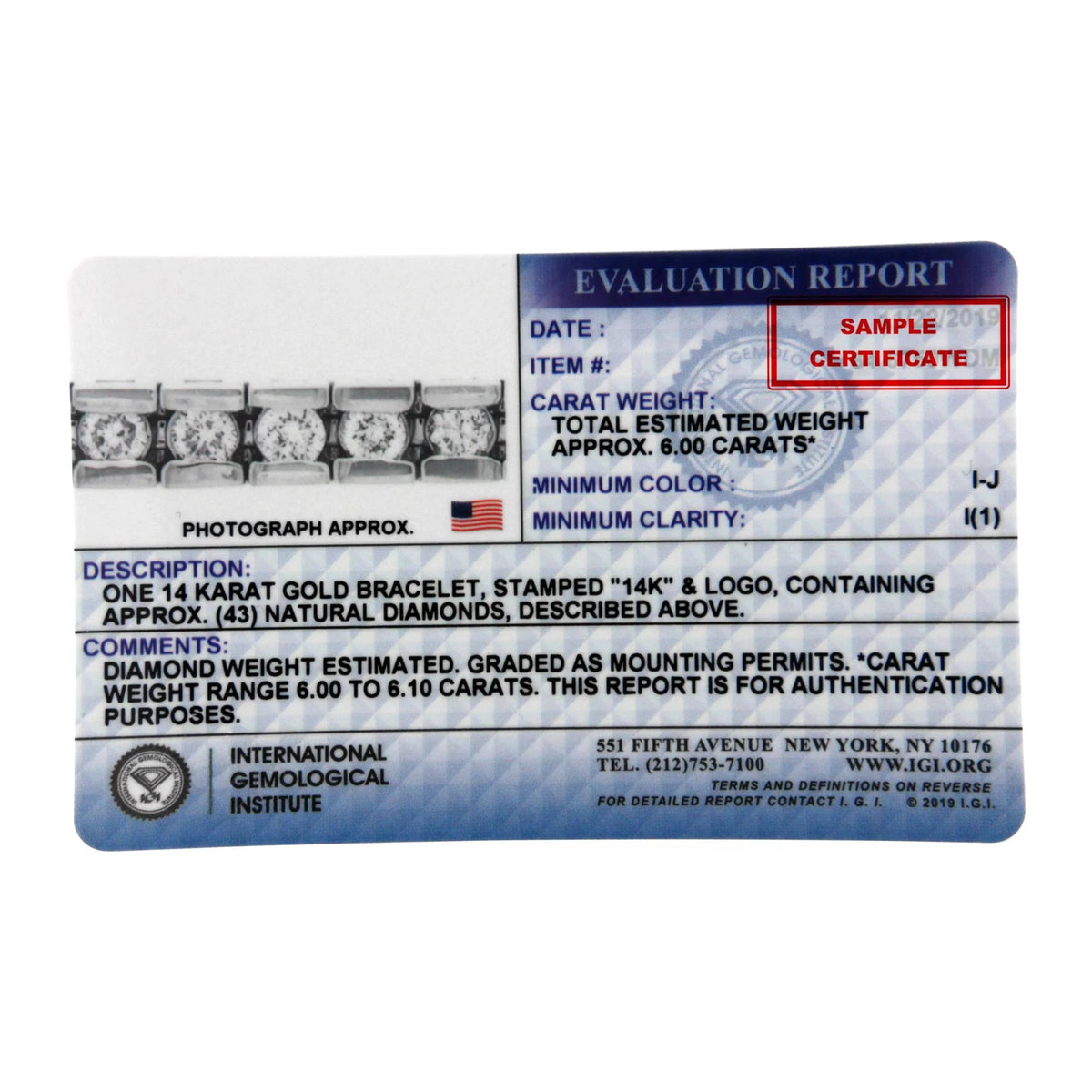 IGI Certified 14K White Gold 6.0 Cttw Channel Set Round Diamond Tennis Bracelet (I - J Color, I1 - I2 Clarity) - 7" Inches - LinkagejewelrydesignLinkagejewelrydesign