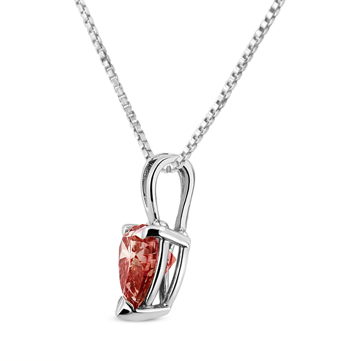 IGI Certified 14K White Gold Martini Set 1.00 Cttw Lab Grown Pink Heart Diamond Solitaire 18&quot; Pendant Necklace (Pink Color, SI2 Clarity) - LinkagejewelrydesignLinkagejewelrydesign