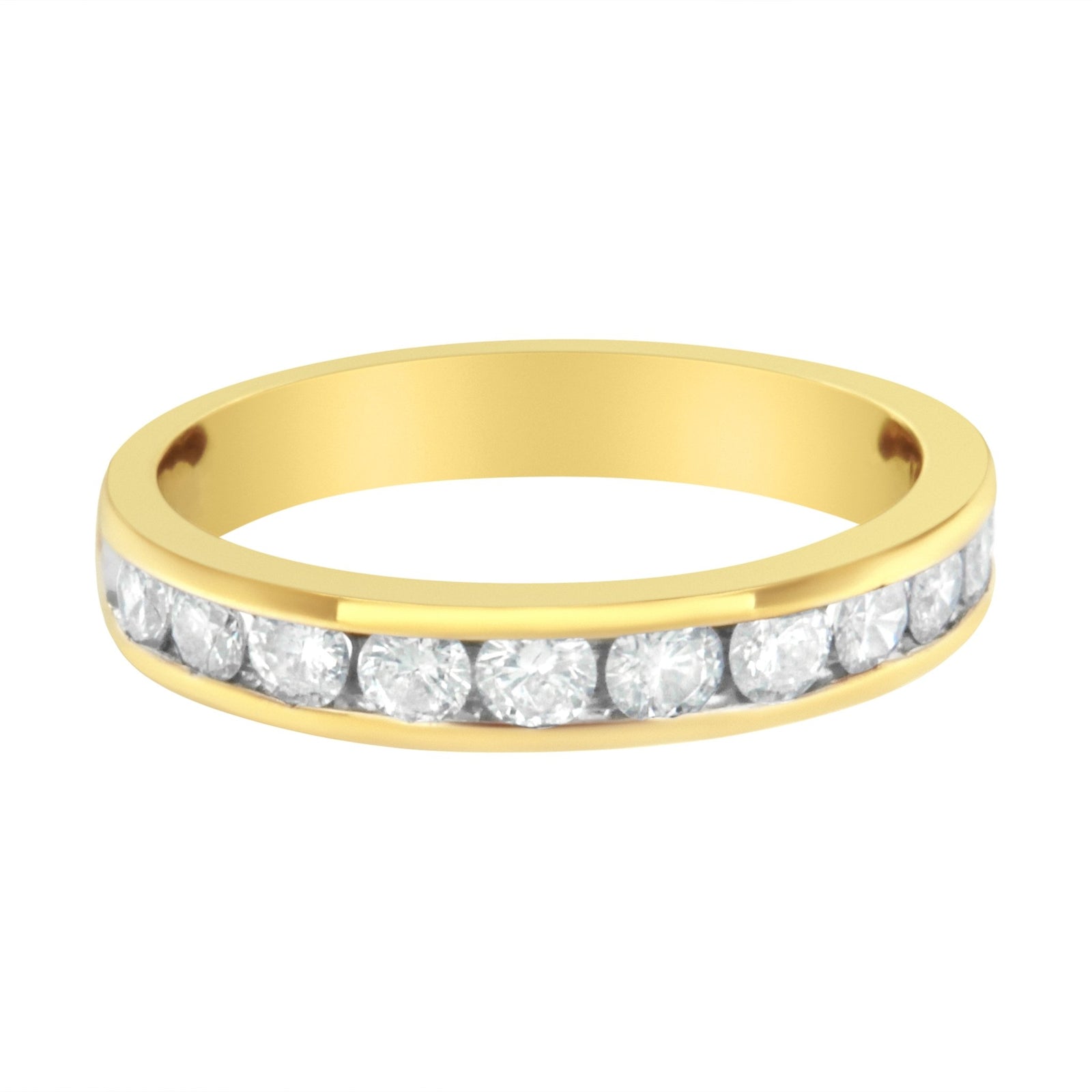 IGI Certified 18K Yellow Gold 1.0 Cttw Channel Set Round - Cut Diamond 11 Stone Anniversary/Wedding Band Ring (I - J Color, I1 - I2 Clarity) - Size 9.5 - LinkagejewelrydesignLinkagejewelrydesign