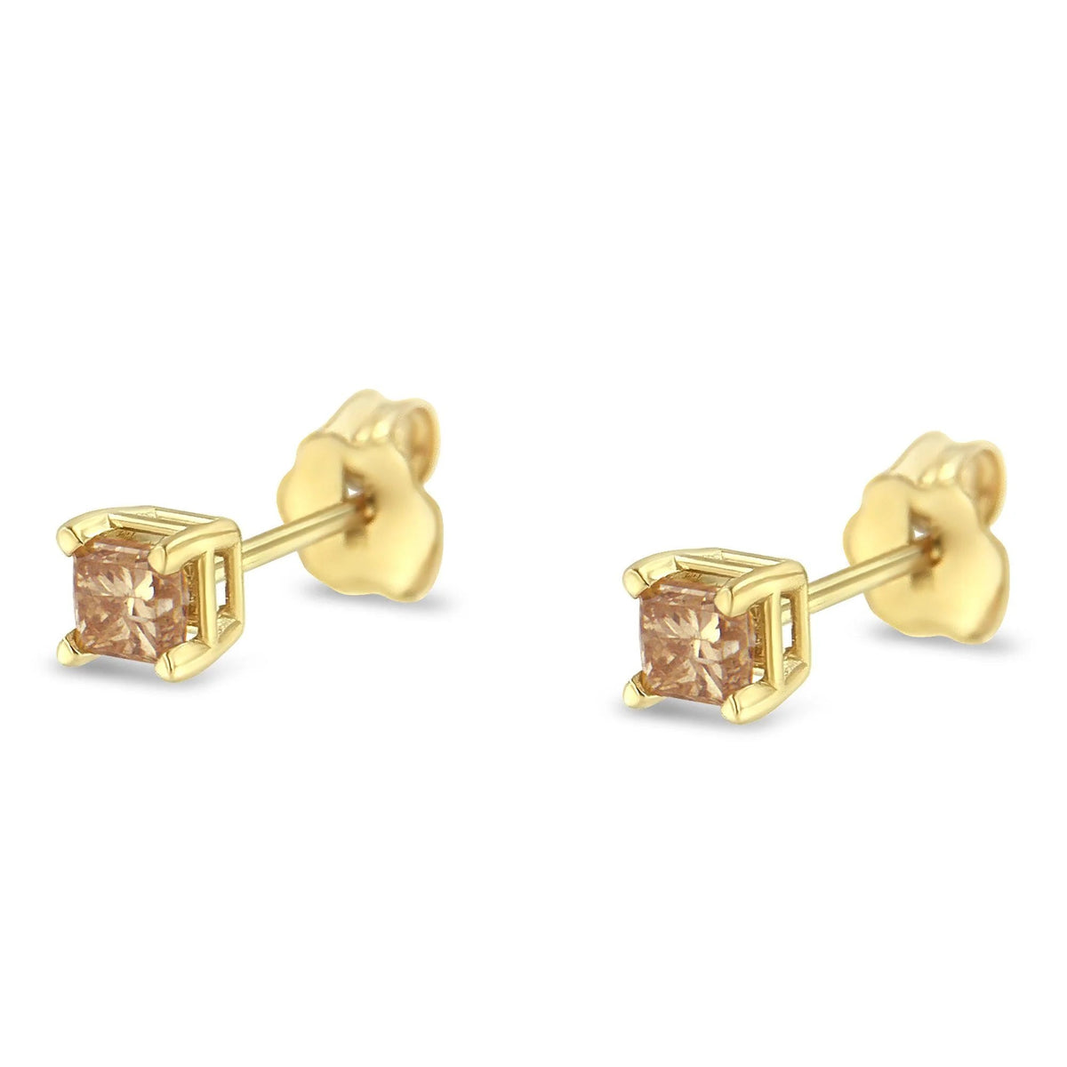 IGI Certified 3/8 Cttw Princess - Cut Square Diamond 4 - Prong Solitaire Stud Earrings in 14K Yellow Gold (K - L Color, I1 - I2 Clarity) - LinkagejewelrydesignLinkagejewelrydesign