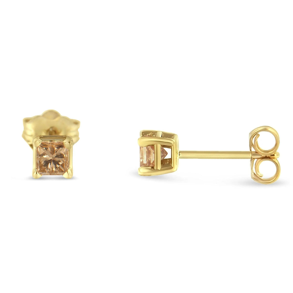 IGI Certified 3/8 Cttw Princess - Cut Square Diamond 4 - Prong Solitaire Stud Earrings in 14K Yellow Gold (K - L Color, I1 - I2 Clarity) - LinkagejewelrydesignLinkagejewelrydesign