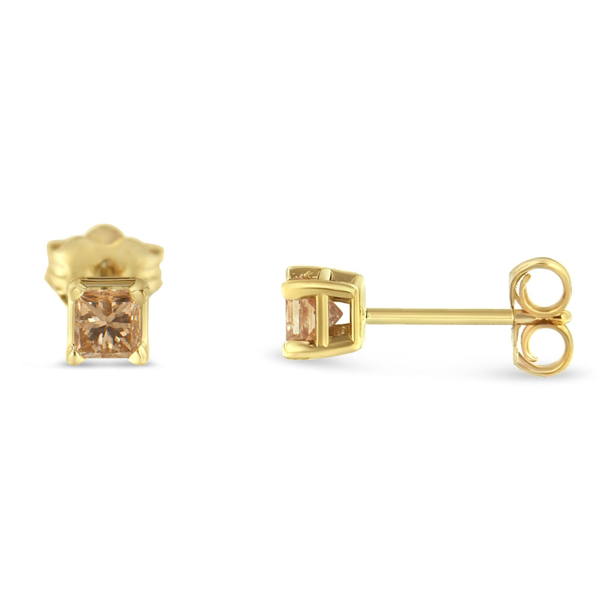 IGI Certified 3/8 Ctw Princess - Cut Square Diamond 4 - Prong Solitaire Stud Earrings in 14K Yellow Gold (J - K Color, SI2 - I1 Clarity) - LinkagejewelrydesignLinkagejewelrydesign