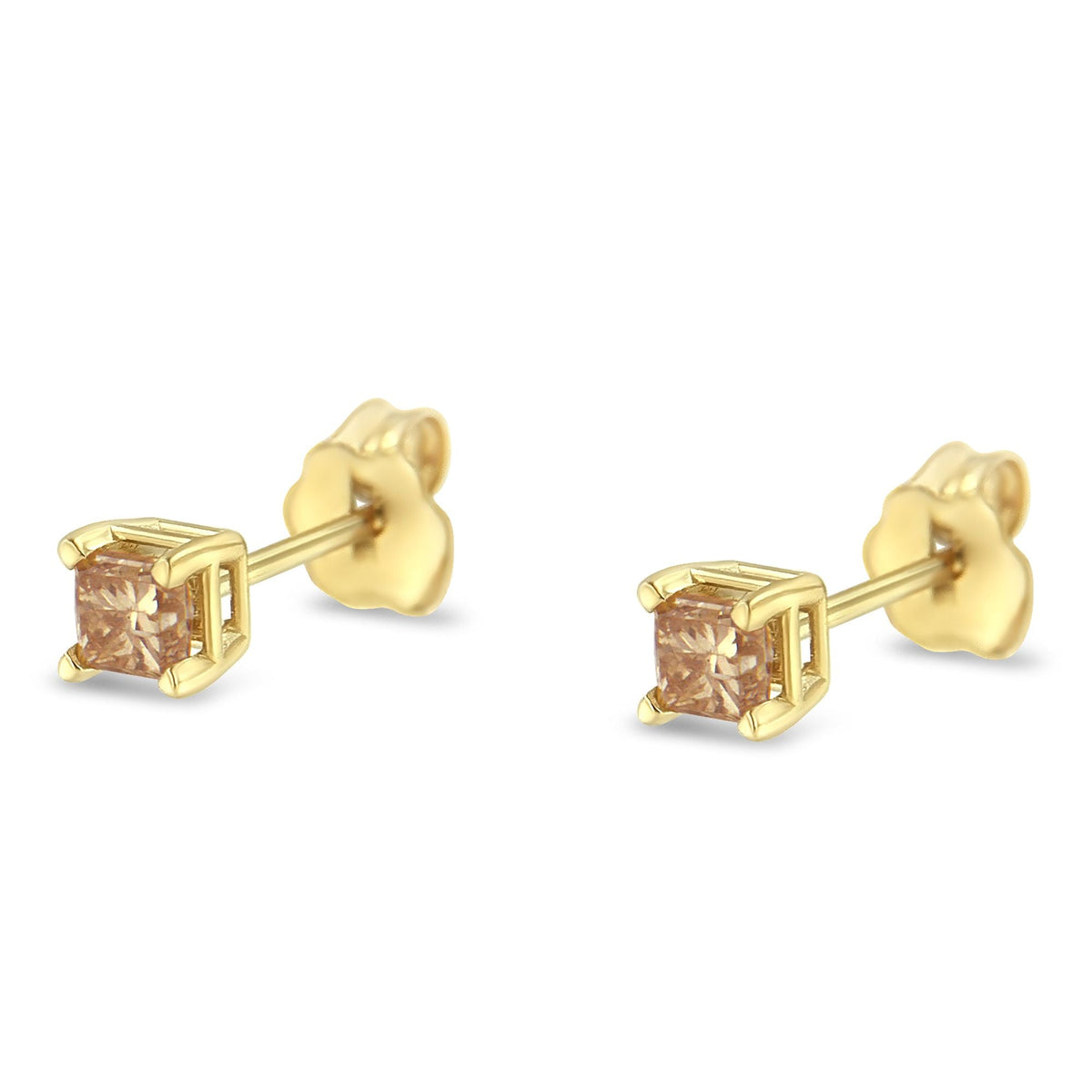 IGI Certified 3/8 Ctw Princess - Cut Square Diamond 4 - Prong Solitaire Stud Earrings in 14K Yellow Gold (J - K Color, SI2 - I1 Clarity) - LinkagejewelrydesignLinkagejewelrydesign