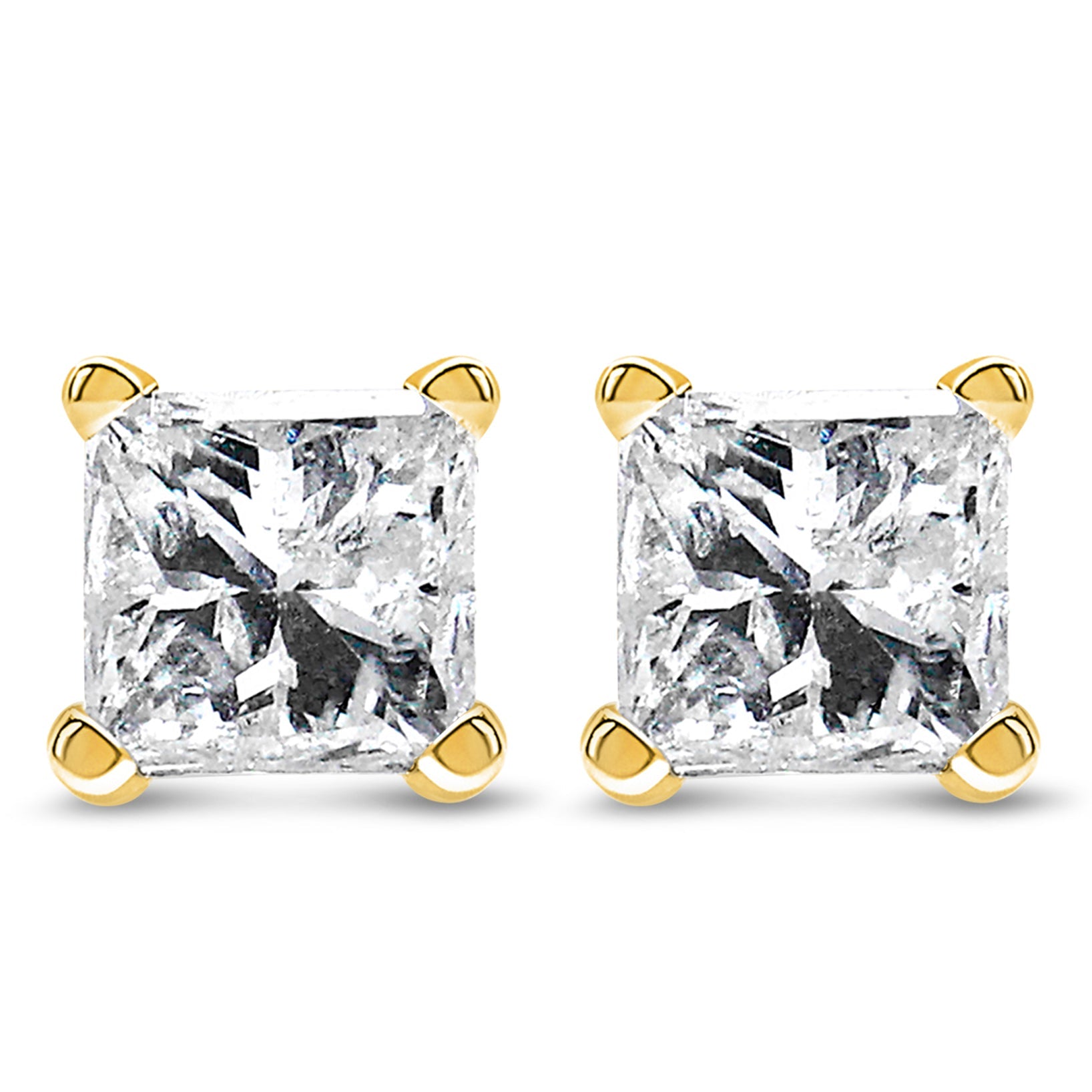 IGI Certified 3/8 Ctw Princess - Cut Square Diamond 4 - Prong Solitaire Stud Earrings in 14K Yellow Gold (J - K Color, SI2 - I1 Clarity) - LinkagejewelrydesignLinkagejewelrydesign