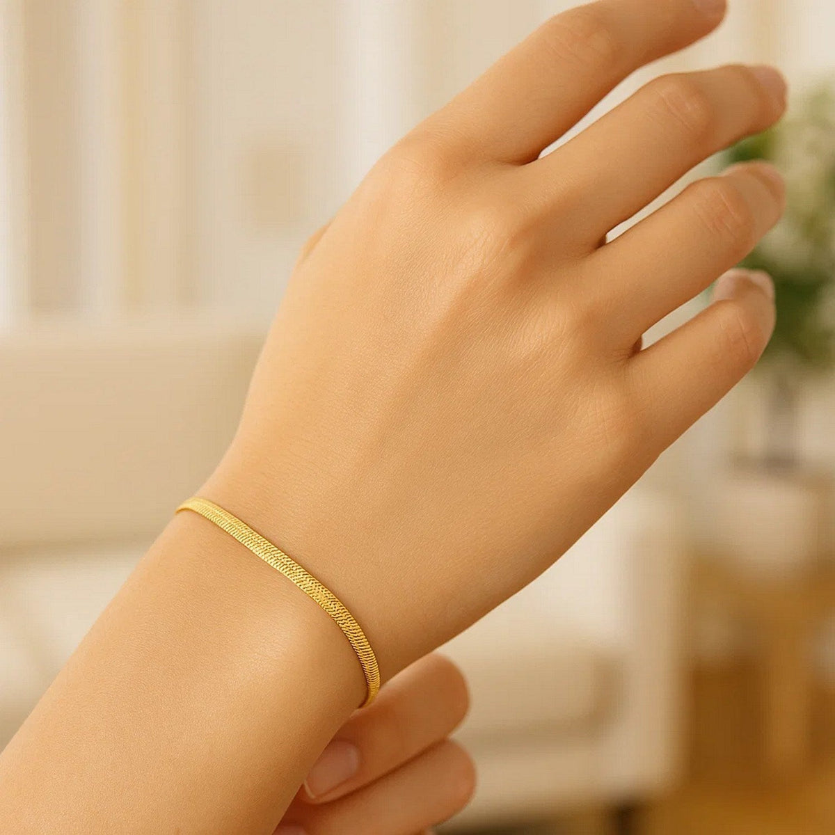 Imperial Herringbone Bracelet in 10k Yellow Gold (2.80 mm) - LinkagejewelrydesignLinkagejewelrydesign